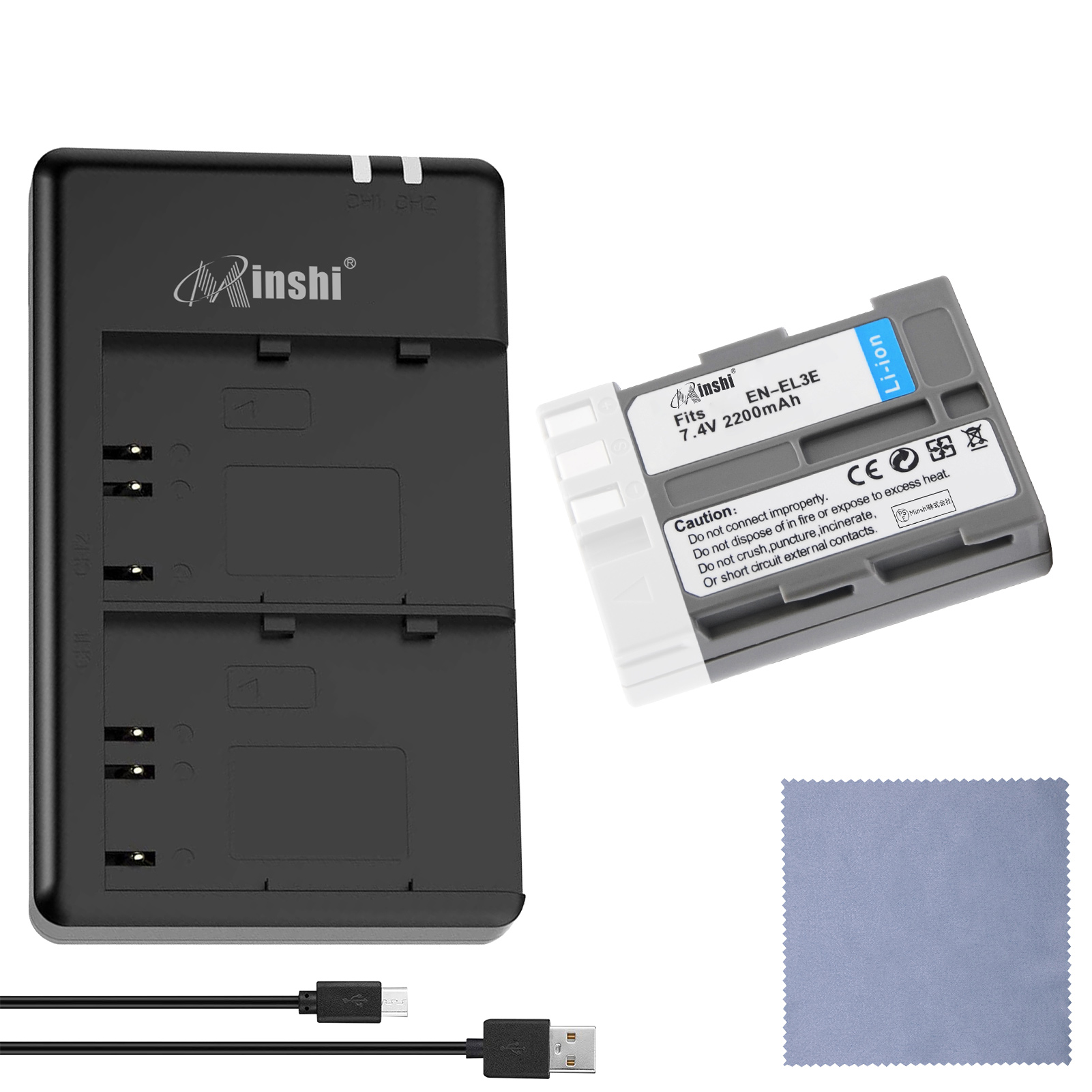 1USBŴ1+ۡminshi NIKON D100 б EN-EL3eߴХåƥ꡼ 2200mAh PSEǧ ʼEN-EL3eѥХåƥ꡼