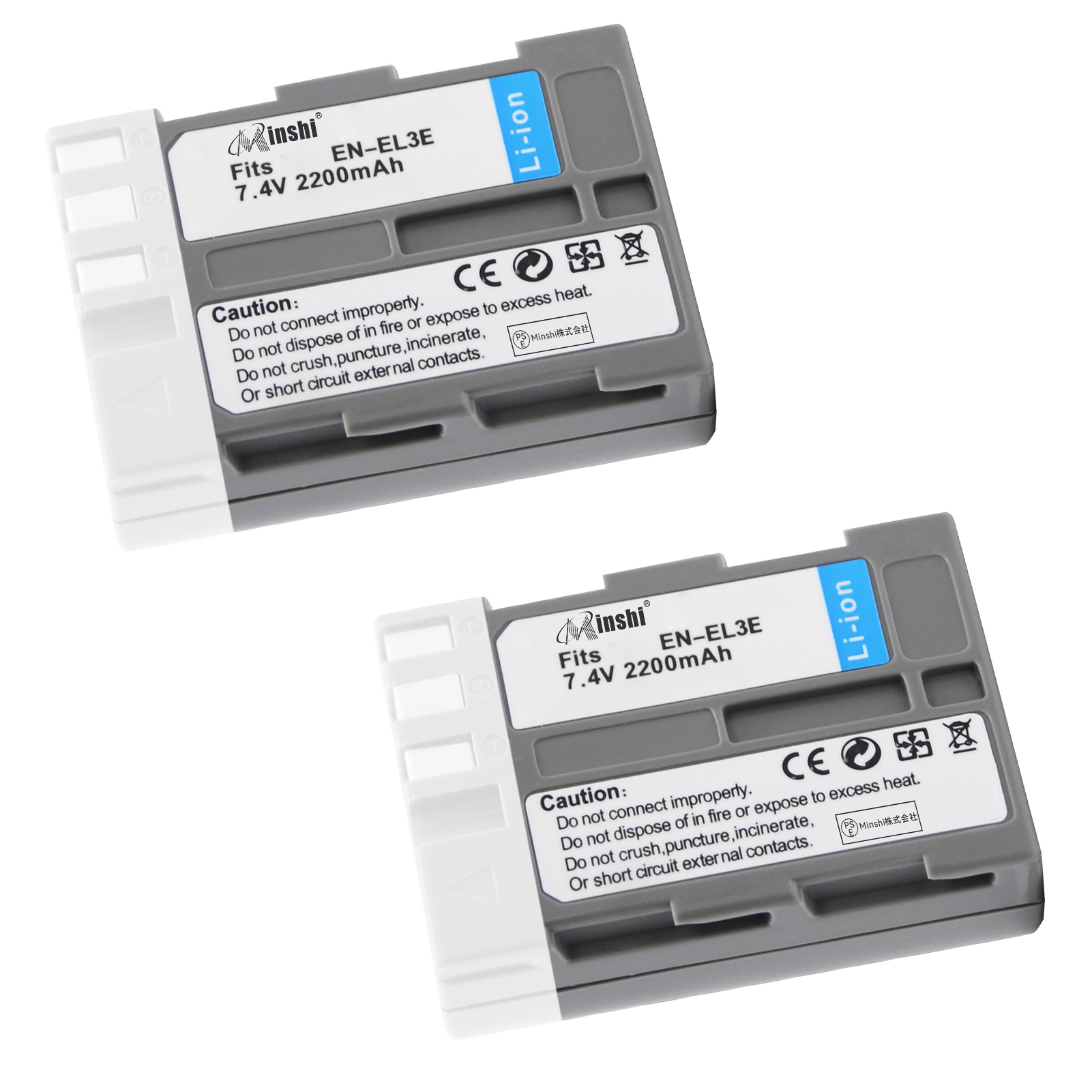 【２個】minshi NIKON D100 対応 EN-EL3e互換バッテリー 2200mAh PSE認定済 高品質EN-EL3e交換用バッテリー