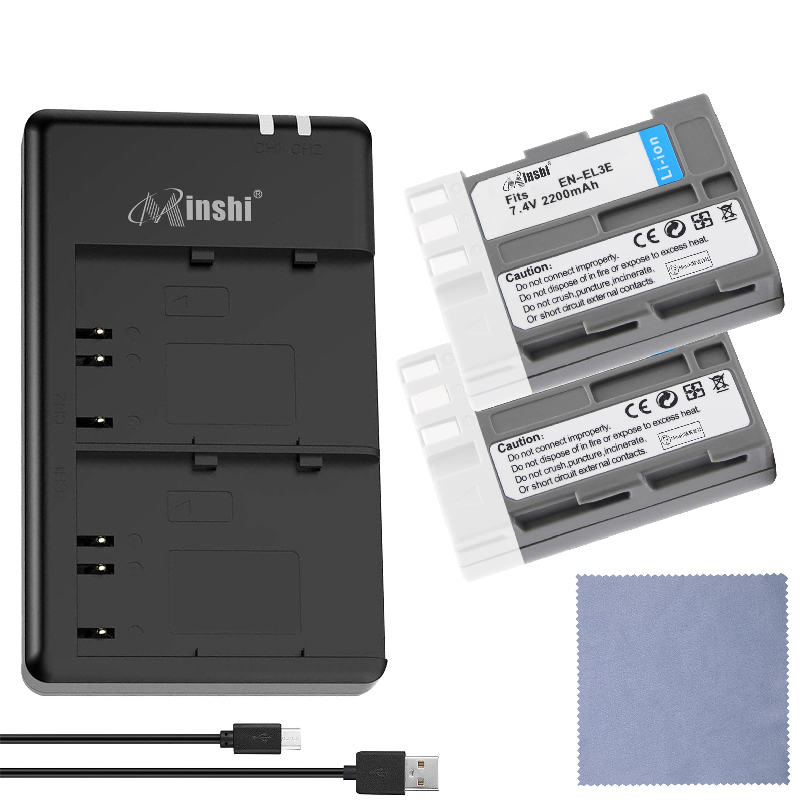 1USBŴ2+ۡminshi NIKON D100 б EN-EL3eߴХåƥ꡼ 2200mAh PSEǧ ʼEN-EL3eѥХåƥ꡼
