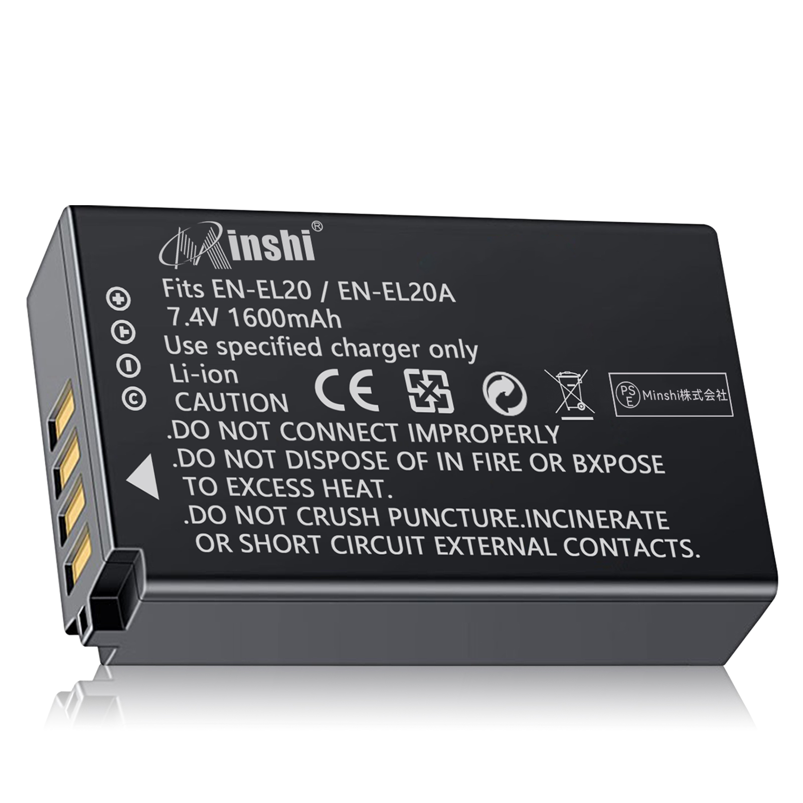 【1年保証】minshi COOLPIX P1000【1600mAh 7.4V】PSE認定済 高品質EN-EL20a互換バッテリーPHB