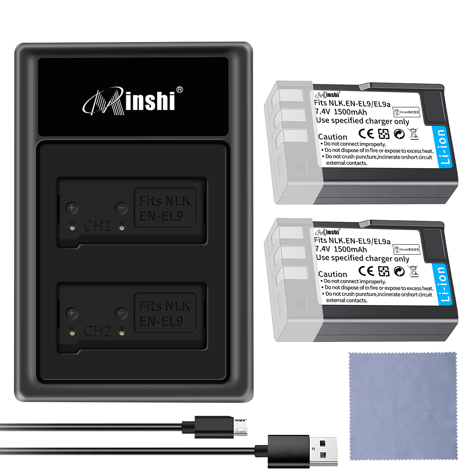 【セット】minshi NIKON EN-EL9【1500mAh 7.4V】  高品質 EN-EL9a EN-EL9eEN-EL9 EN-EL9a EN-EL9e互換バッテリーPHB【2個】