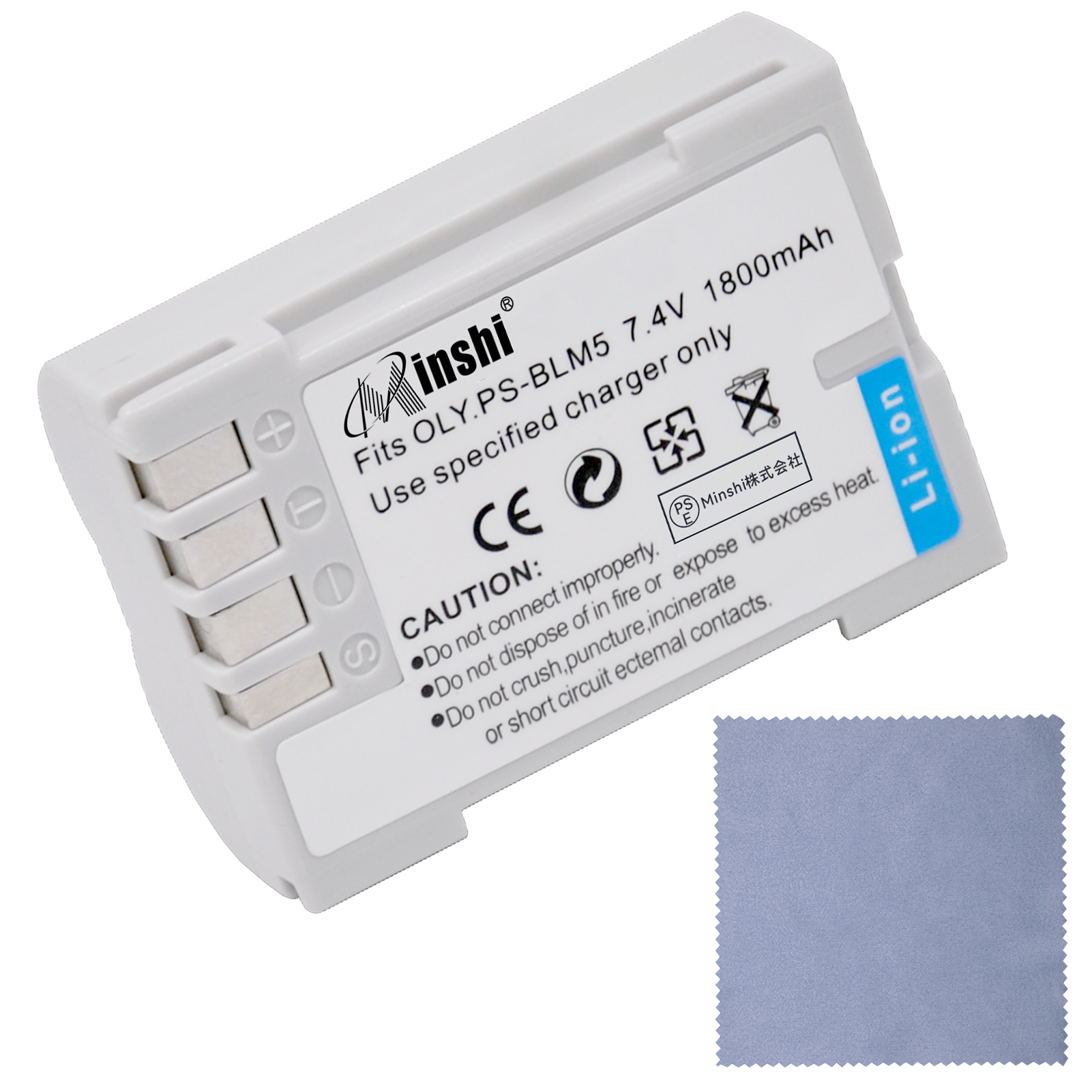 【清潔布ー付】minshi E-1 E-3【1800mAh 7.4V】PSE認定済  高品質 PS-BLM5交換用バッテリー