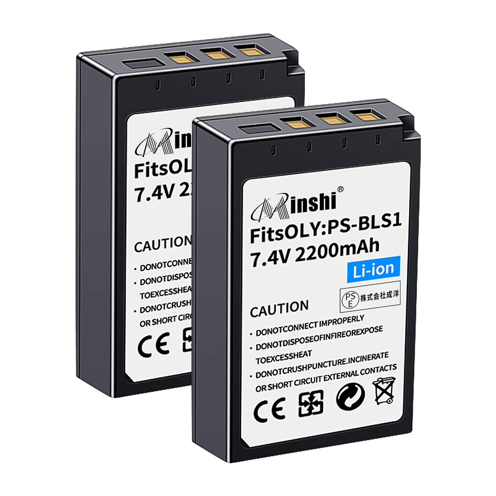 【２個セット】minshi OLYMPUS E-M10s E-M10 【2200mAh 7.4V】PSE認定済 高品質交換用バッテリー