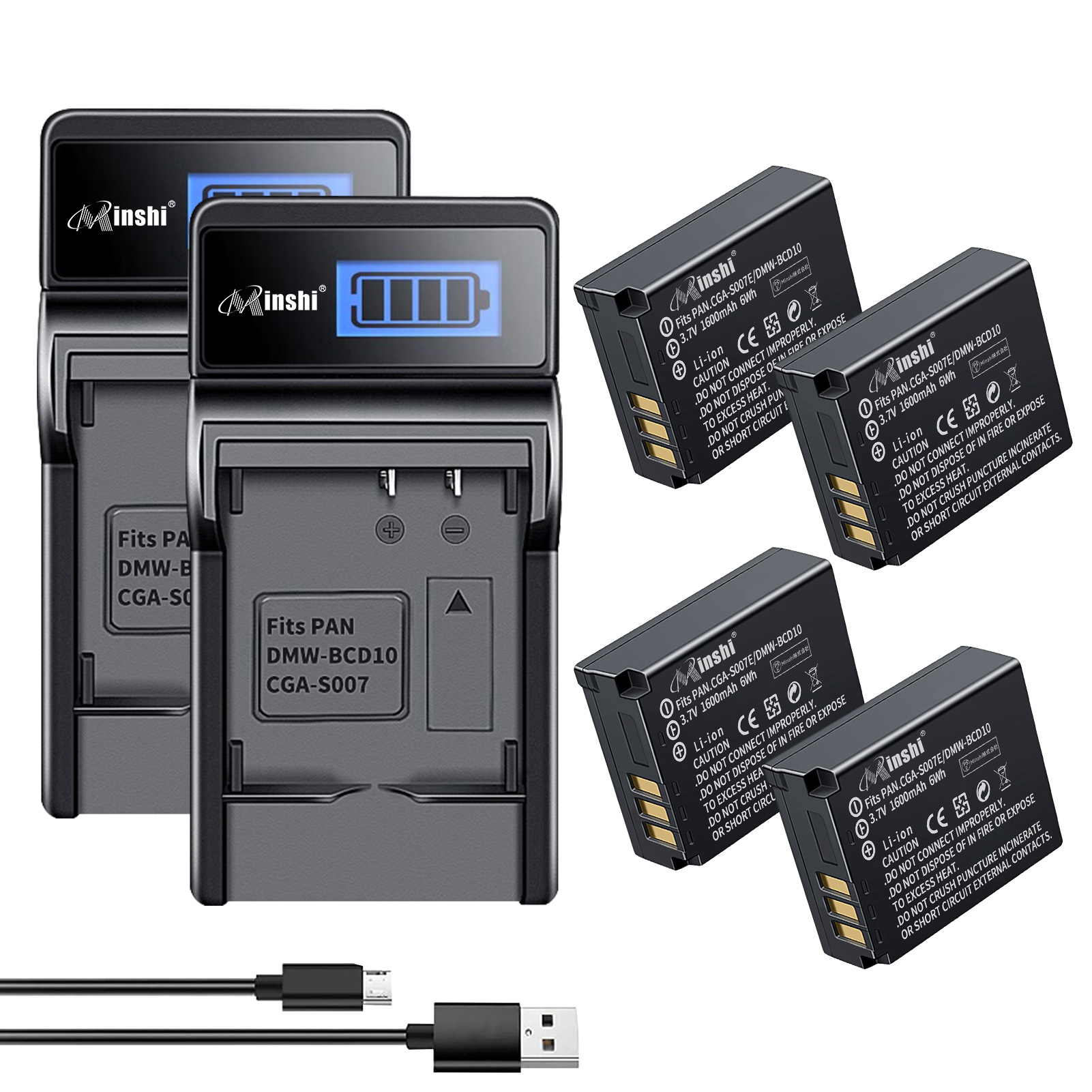 LUMIX 【4個セット&2個充電器】minshi Panasonic DMC-TZ5 DMC-TZ1