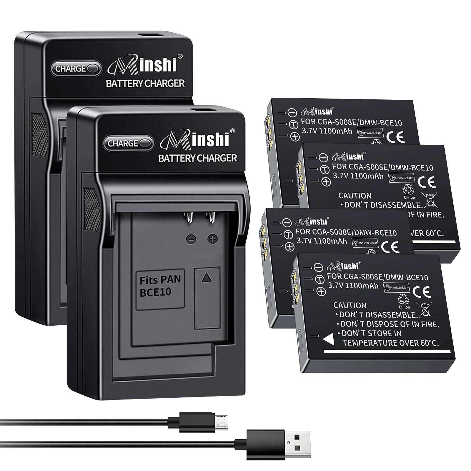 4ĥå&amp;2ĽŴminshi Panasonic DMC-FX30 DMC-FX331100mAh 3.7VPSEǧ ʼ DMW-BCE10 ѥХåƥ꡼