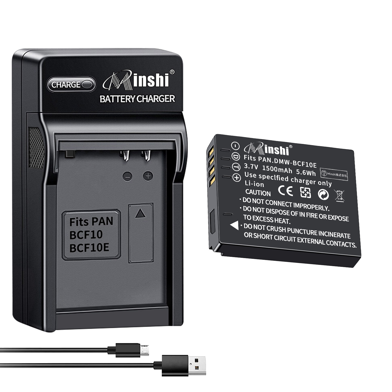 【1年保証】minshi Panasonic DMC-FT4【1500mAh】【互換急速USBチャージャー】PSE認定済 高品質DMW-BCF10 DMW-BCF10E互換バッテリーWHD