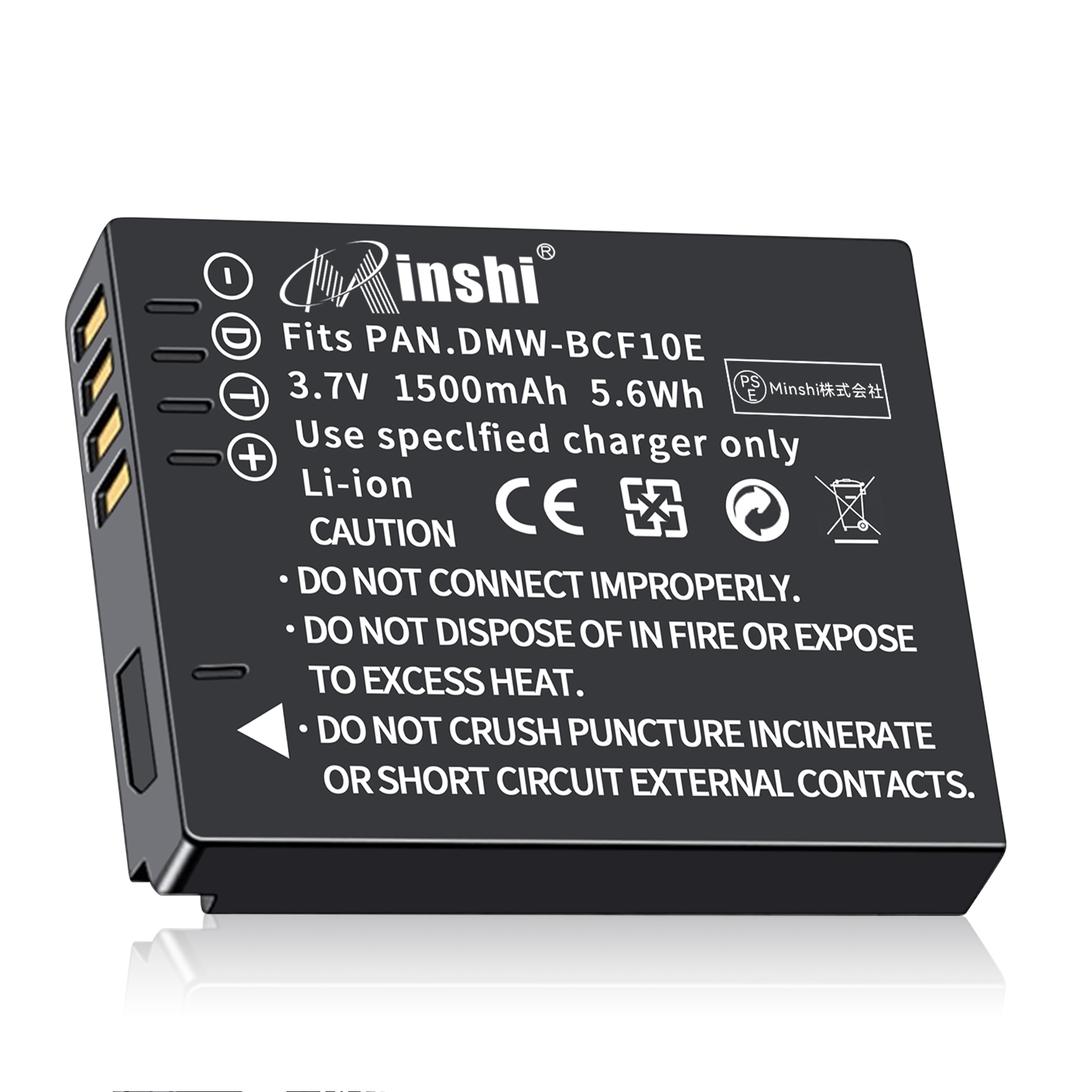 【1年保証】minshi Panasonic DMC-FX550【1500mAh 3.7V】PSE認定済 高品質 DMW-BCF10 互換バッテリーWHD