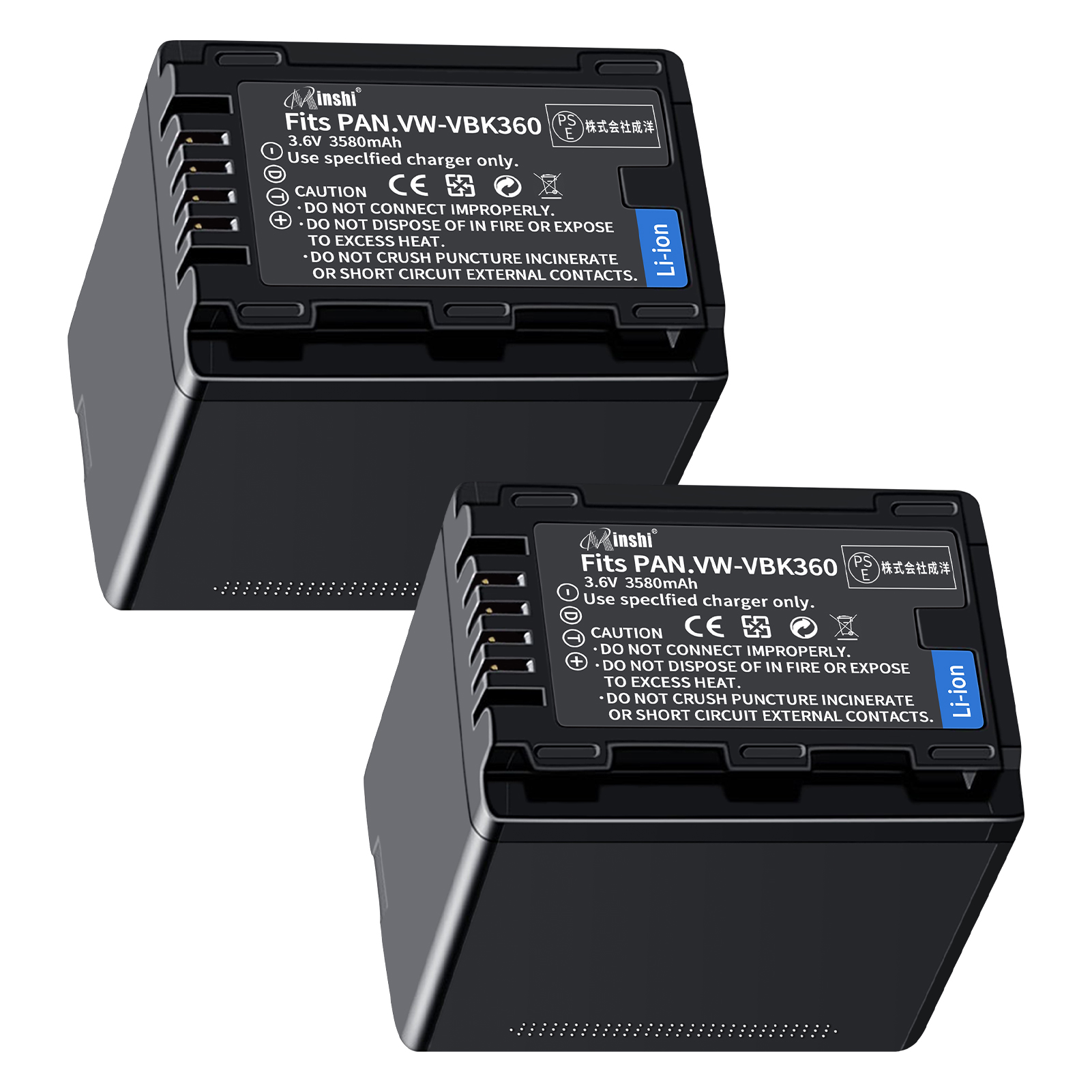 【２個セット】 minshi Panasonic HDC-TM45  HC-V100M 対応 互換バッテリー 3580mAh  高品質交換用バッテリー