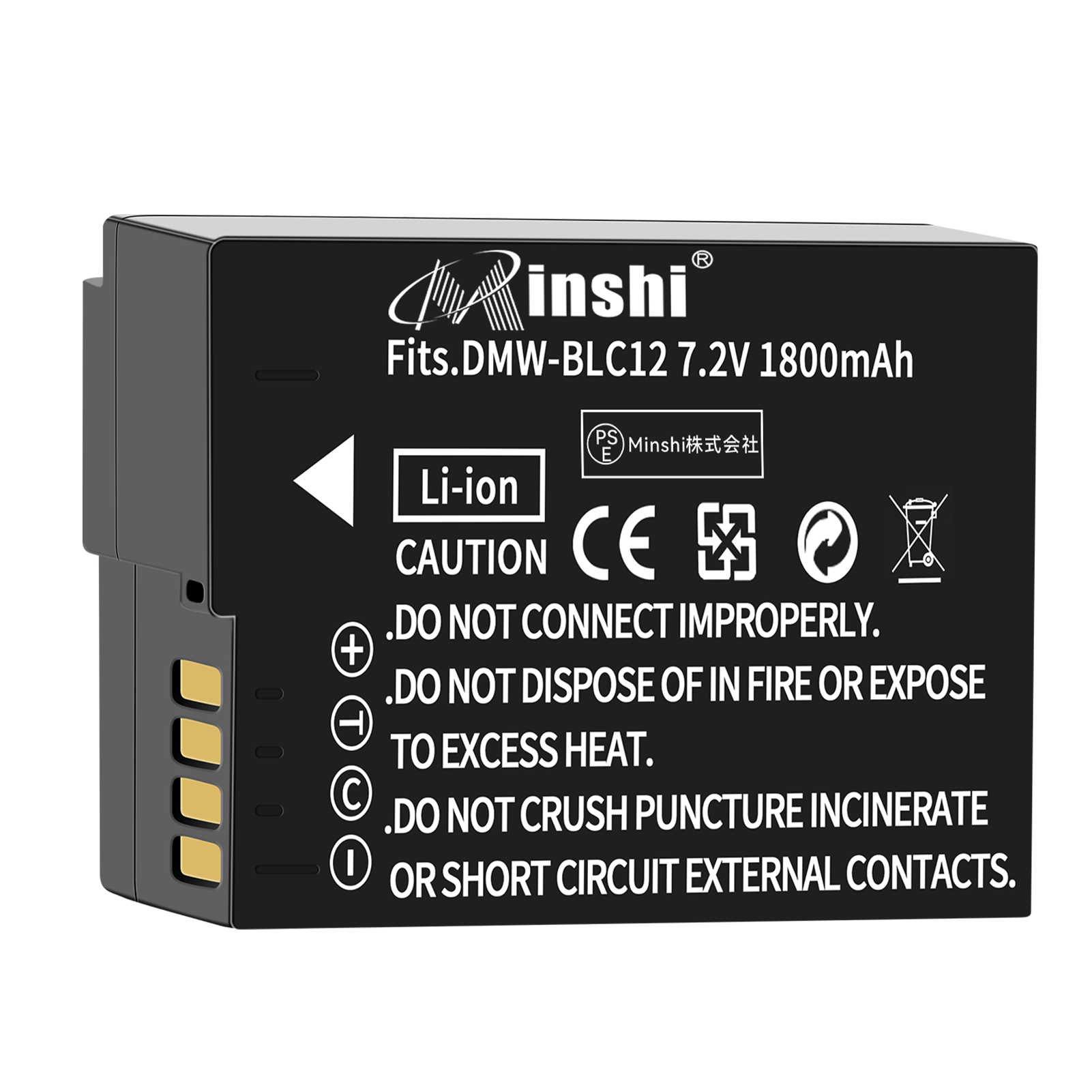 【1年保証】minshi Panasonic DMW-BLC12【1800mAh 7.2V】DMC-G5 G6 GH2 FZ1000 FZ200 PSE認定済 高品質交換用バッテリー オリジナル充電器との互換性がない