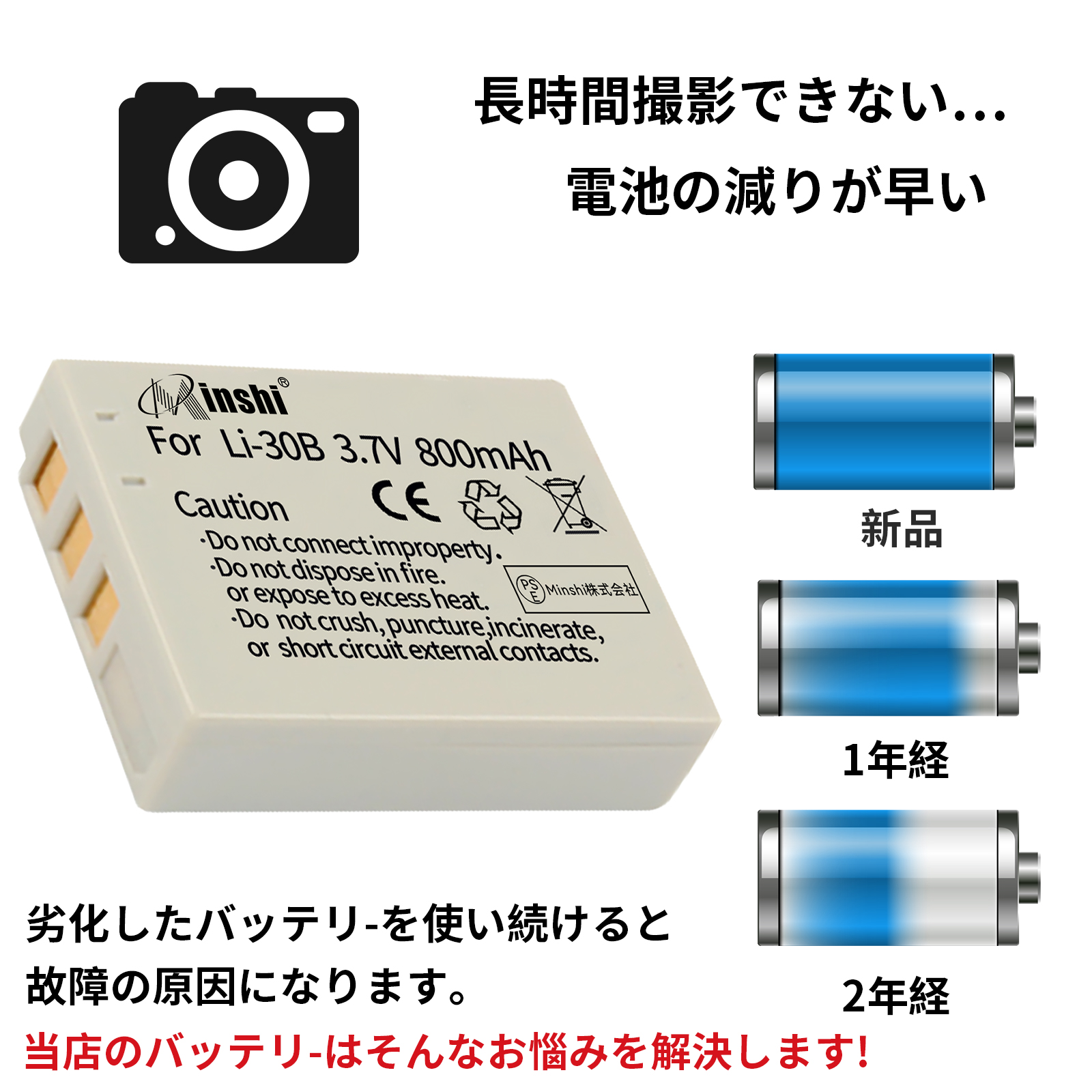 期間限定 3%OFF】新品Panasonic LI-30B 互換バッテリー【600mAh 3.7V