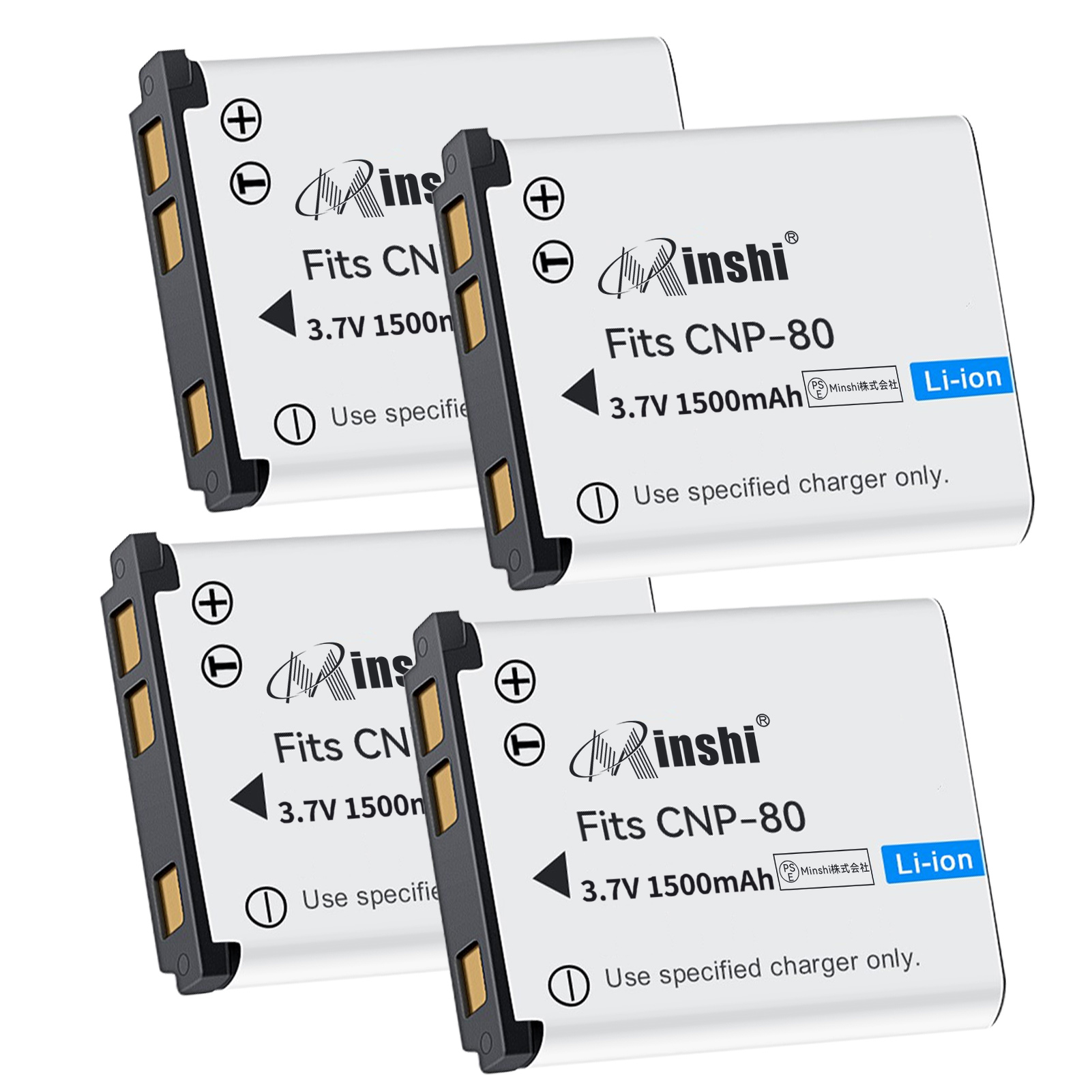 【4個セット】minshi Casio カシオ EX-Z35 NP-80【1200mAh 3.7V】PSE認定済 高品質互換バッテリーWHD