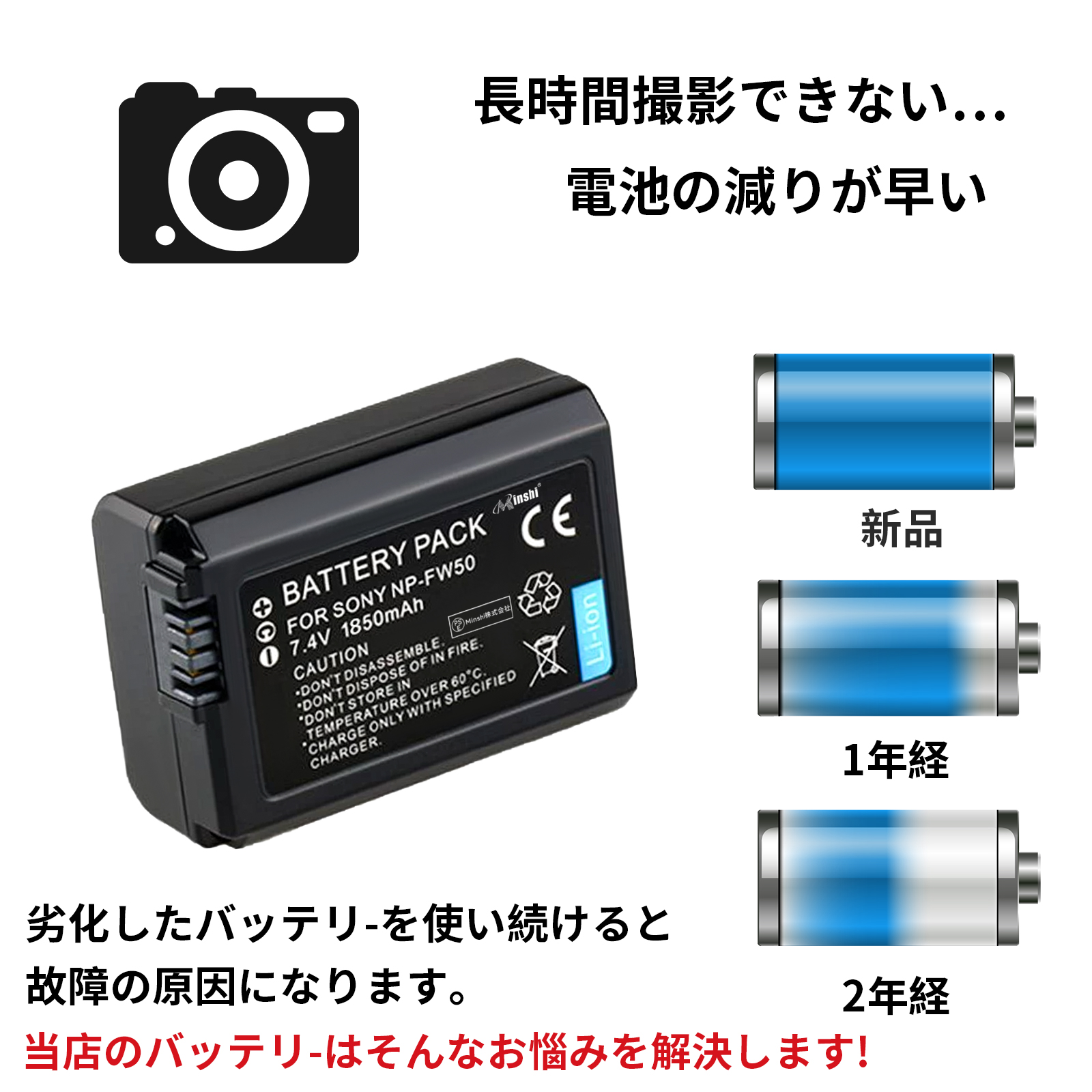 SONY対応 NP-FW50 a6400 a6000 zve10 a6300a7m2 r2a6100 互換