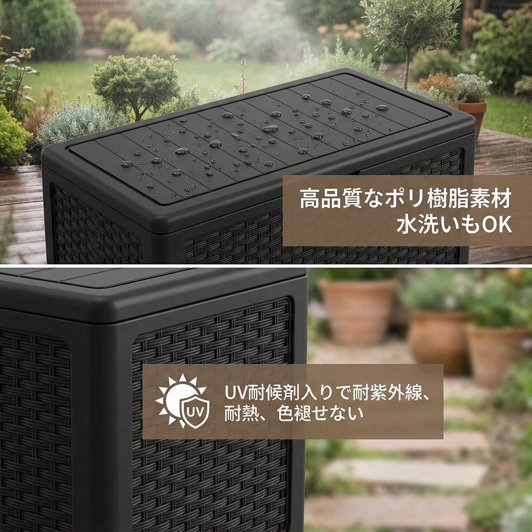 屋外物置収納庫 屋外 収納ボックス 防水 耐候 380L 大容量 耐荷重