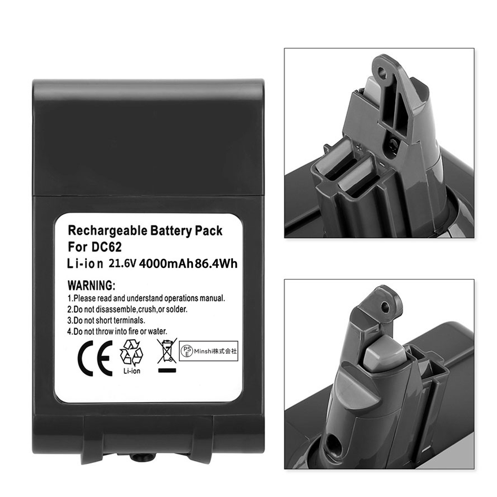 ダイソン V6 Cord-Free vacuum 互換バッテリーWHH dyson DC58 DC59 DC62 DC72 DC74 SV07 SV09 HH08 対応 21.6V 4000mAh[Dyson 送工具を取り付ける] | Dyson | 06