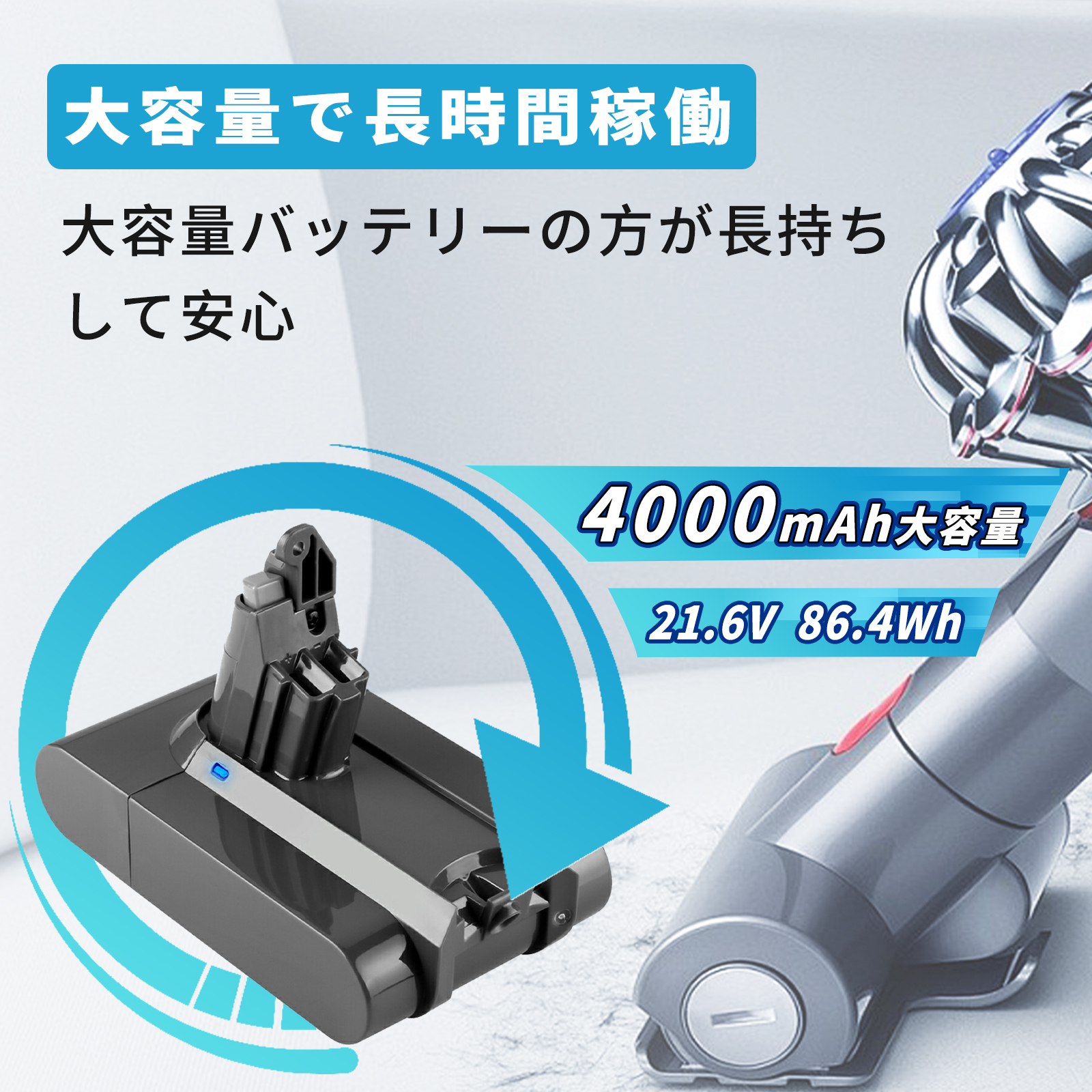 ダイソン SV07 バッテリー 大容量 4000mAh 掃除機 互換 充電池