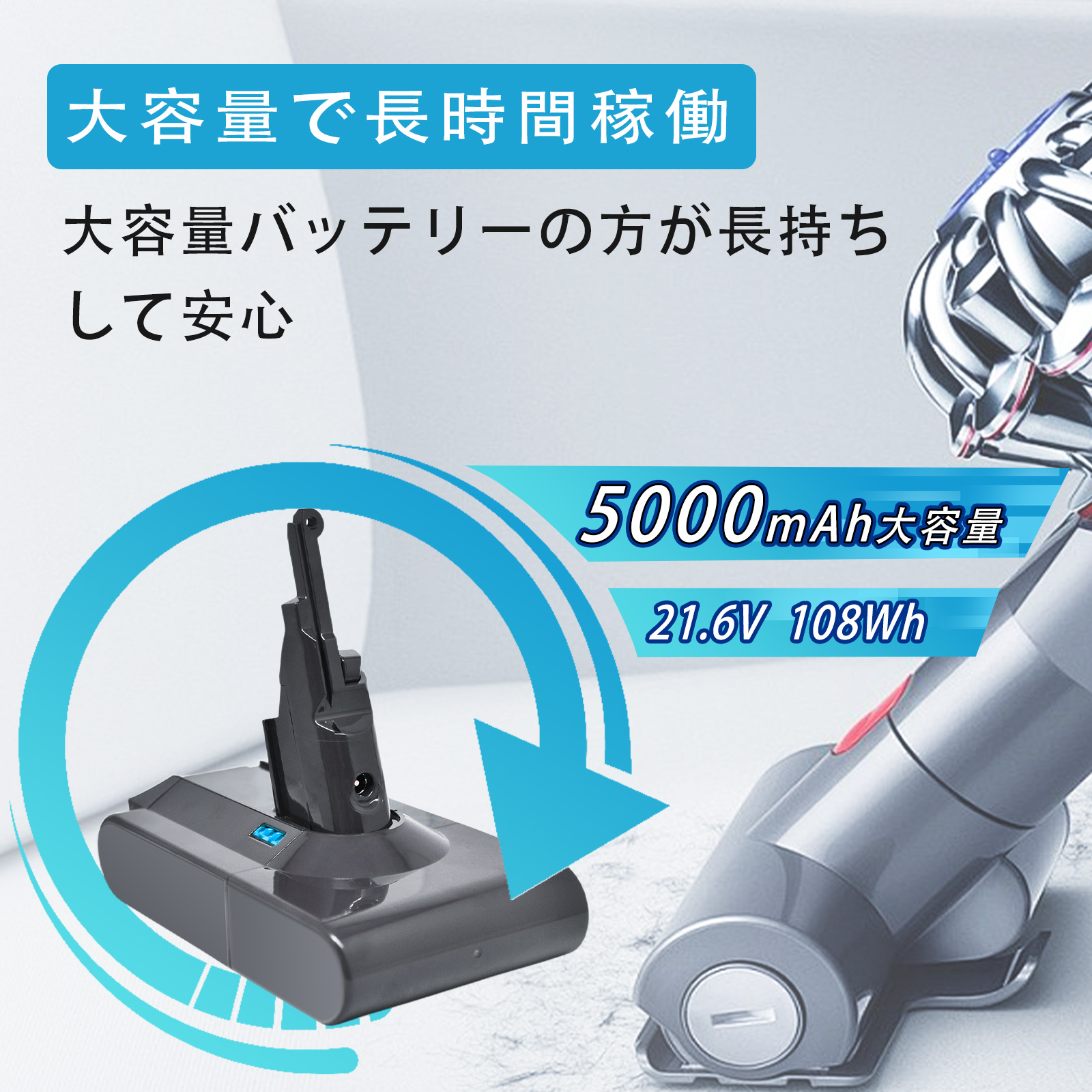 Dyson 対応 互換バッテリー V8 Absolute Fluffy Mattress HEPA 21.6V