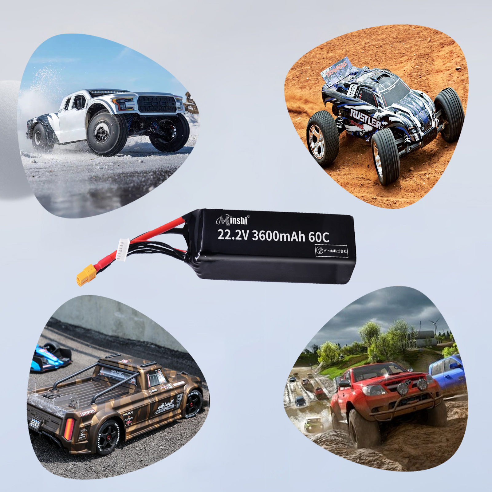 1年保証 3600mAh 22.2V 60C 135x42x46.5mm 互換リポバッテリーRCリポ