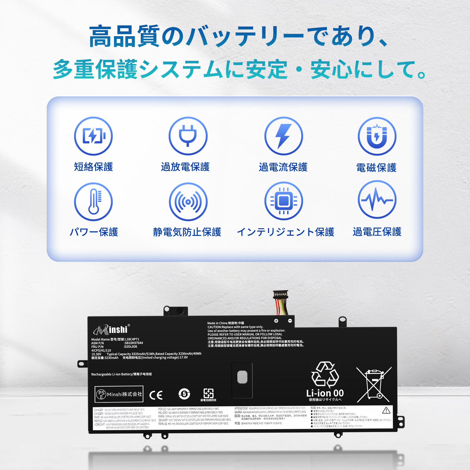 期間限定 5%OFF】【minshi】Lenovo L18C4P71【3325mAh 15.36V】対応用 