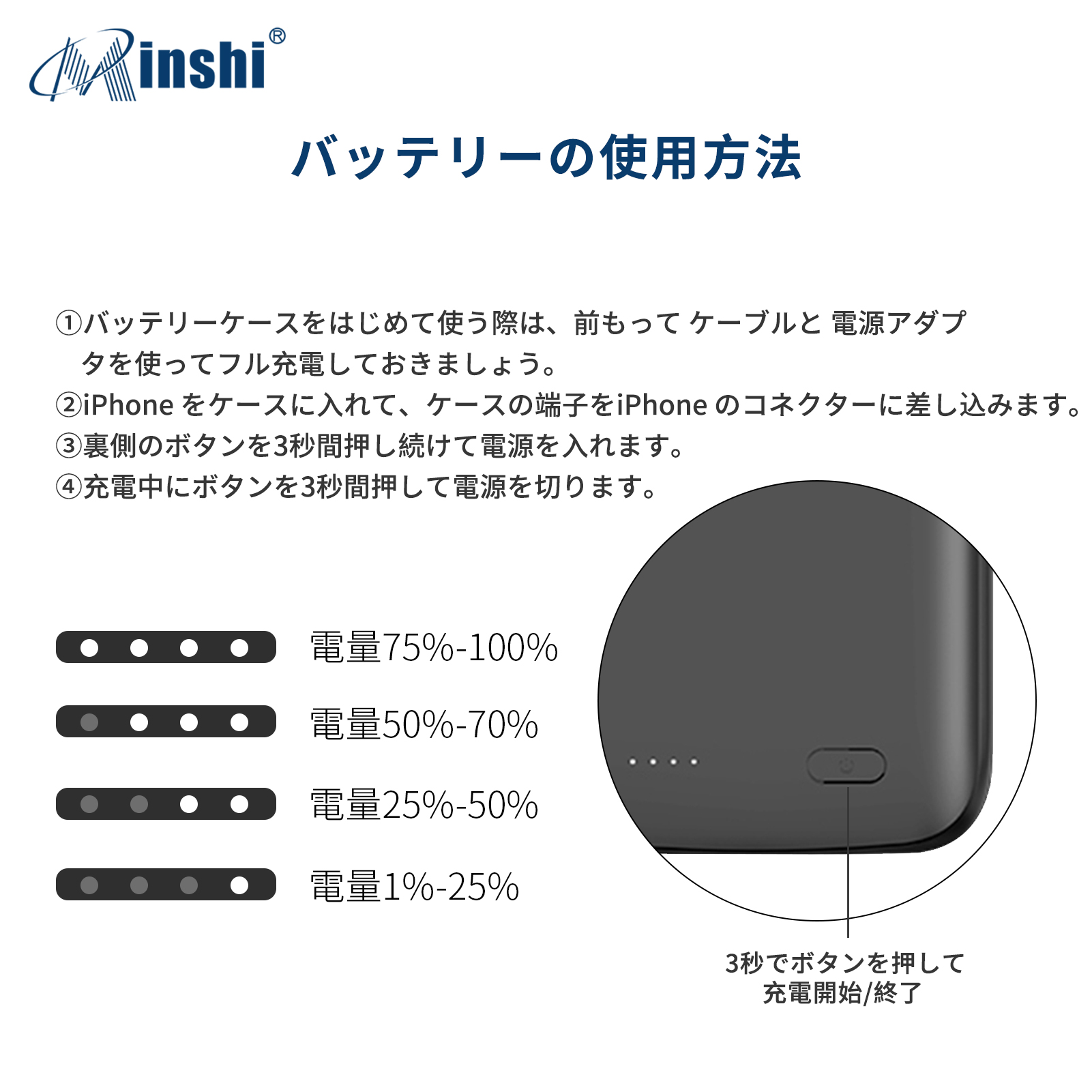 【大容量】 minshi IPhone 12 Pro Max 大容量バッテリーケース 5200mAh 軽量・急速充電耐衝撃ケース型携帯電話充電器｜minshi｜06