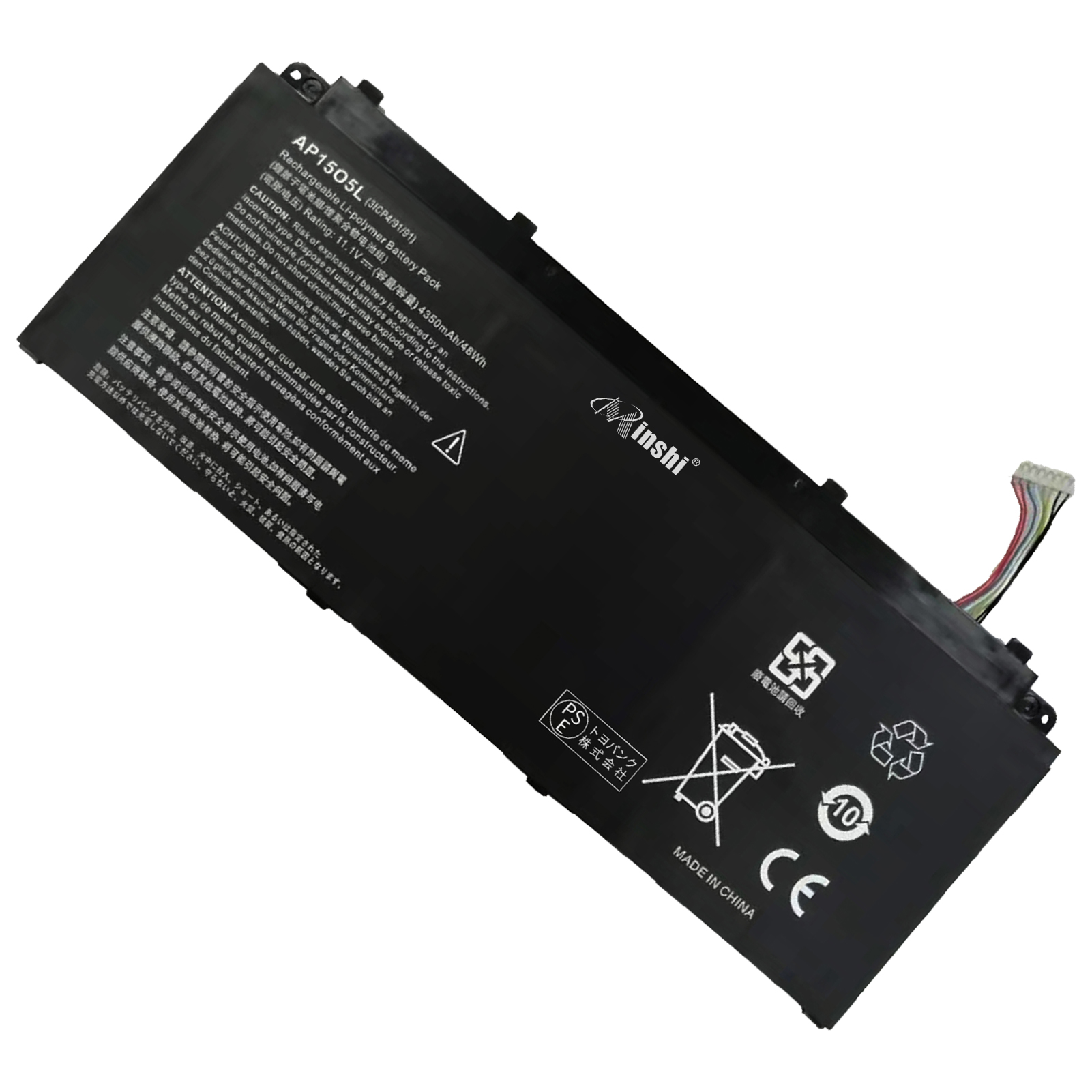 【1年保証】 minshi ACER AP15O5L 対応 互換バッテリー 4350mAh PSE認定済 高品質交換用バッテリー