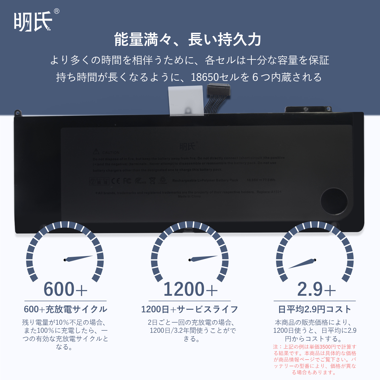 【1年保証】 minshi APPLE MacBook Pro 15"MB985J/A 対応 互換バッテリー 7200mAh  高品質交換用バッテリー｜minshi｜06