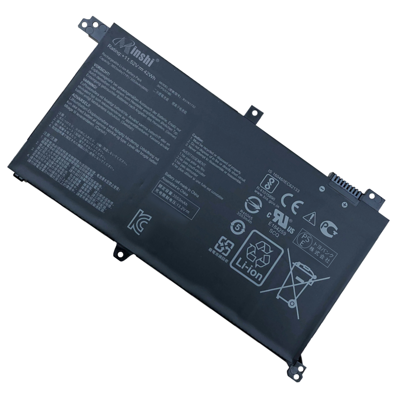 【minshi】ASUS VX60GT9300【3653mAh 11.52V】対応用 高性能 ノートパソコン 互換 バッテリー :ybasu31n173bk03am yh:minshi