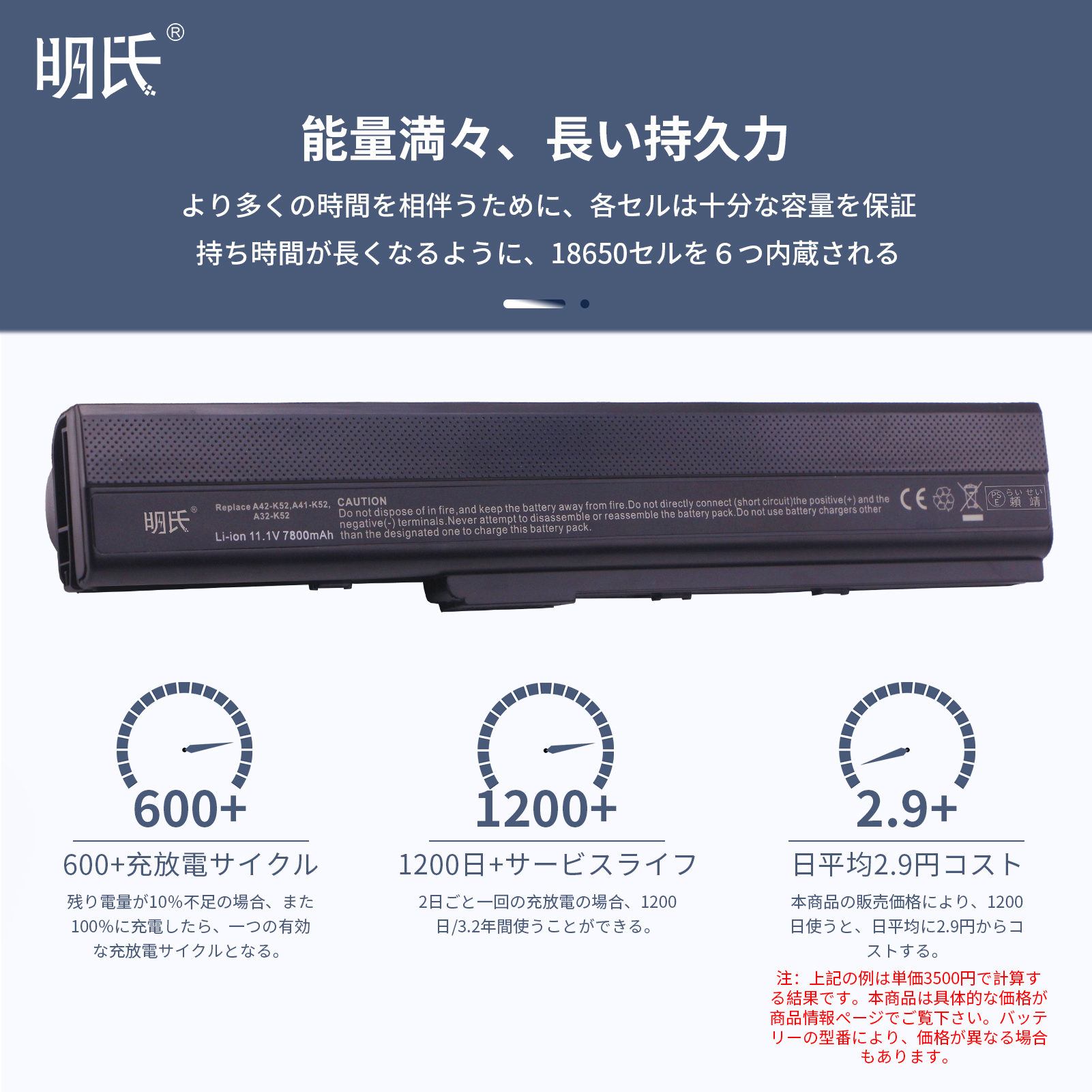 【minshi】ASUS X42JV【7800mAh 11.1V】対応用 高性能 ノートパソコン 互換 バッテリー｜minshi｜03