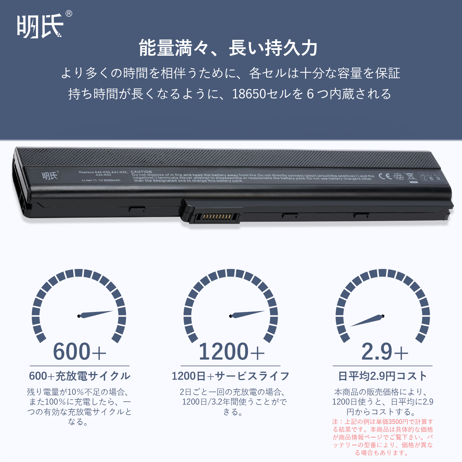 【PSE認定済】【1年保証】 minshi Asus K42D 対応 互換バッテリー 5200mAh  高品質交換用バッテリー｜minshi｜06