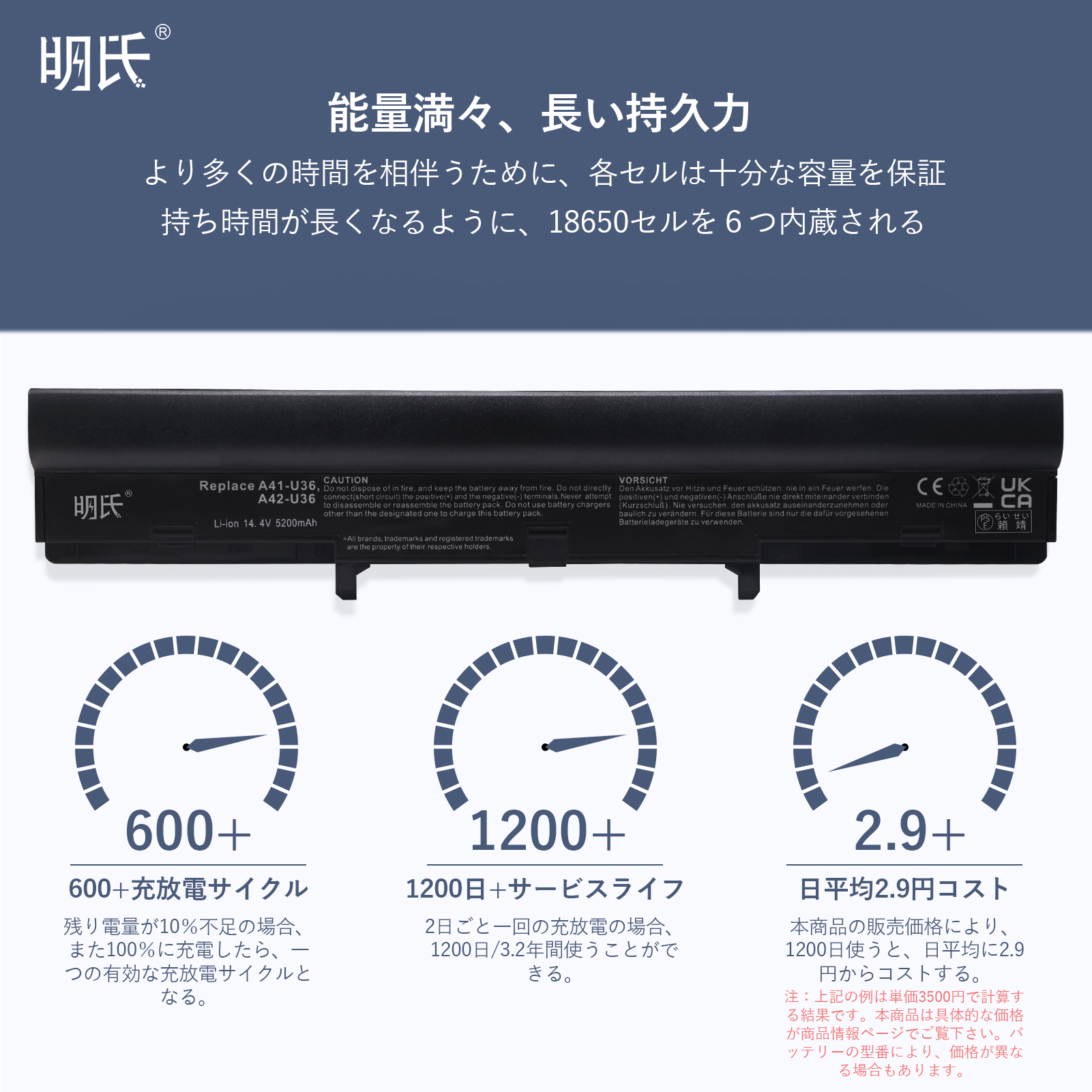 【minshi】ASUS ASUS X32 Series【4400mAh 14.4V】 4INR18/65対応用 高性能 ノートパソコン 互換 バッテリー｜minshi｜06