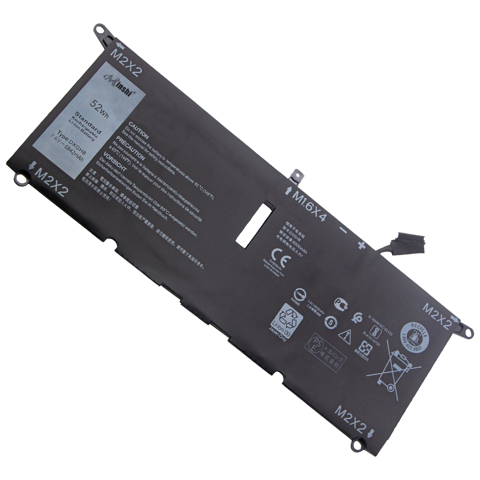 【1年保証】 minshi DELL XPS13(9305) 対応 6500mAh PSE認定済 高品質互換バッテリーWGAB