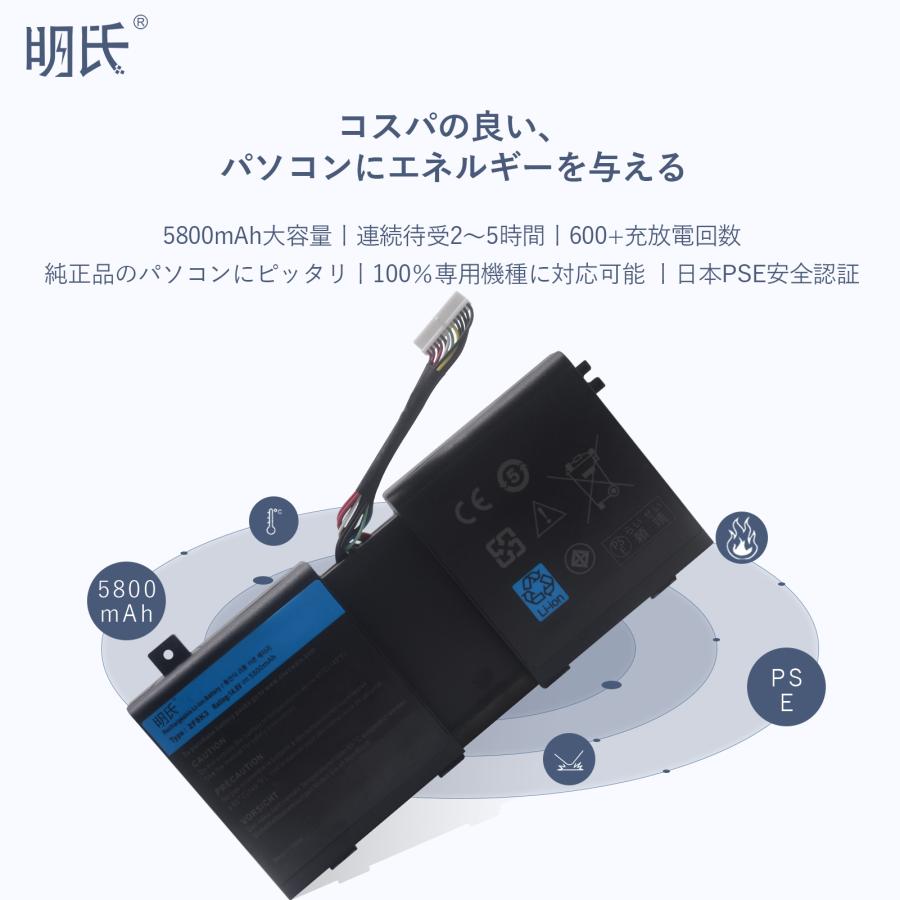 【minshi】DELL 0G33TT【5800mAh 14.8V】対応用 高性能 ノートパソコン 互換 バッテリー｜minshi