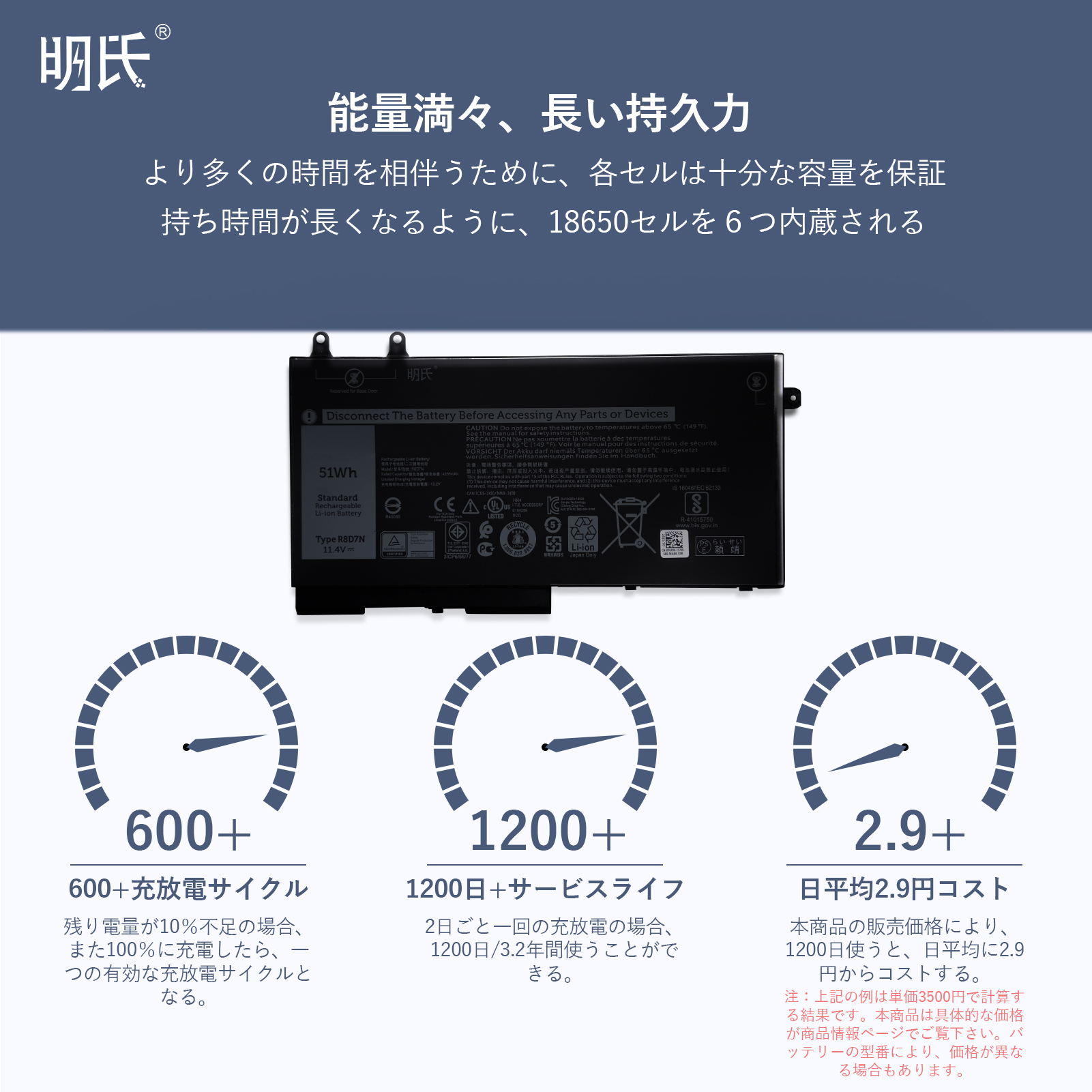 【minshi】DELL Precision 3540【4000mAh 11.4V】対応用 高性能 ノートパソコン 互換 バッテリー｜minshi｜06