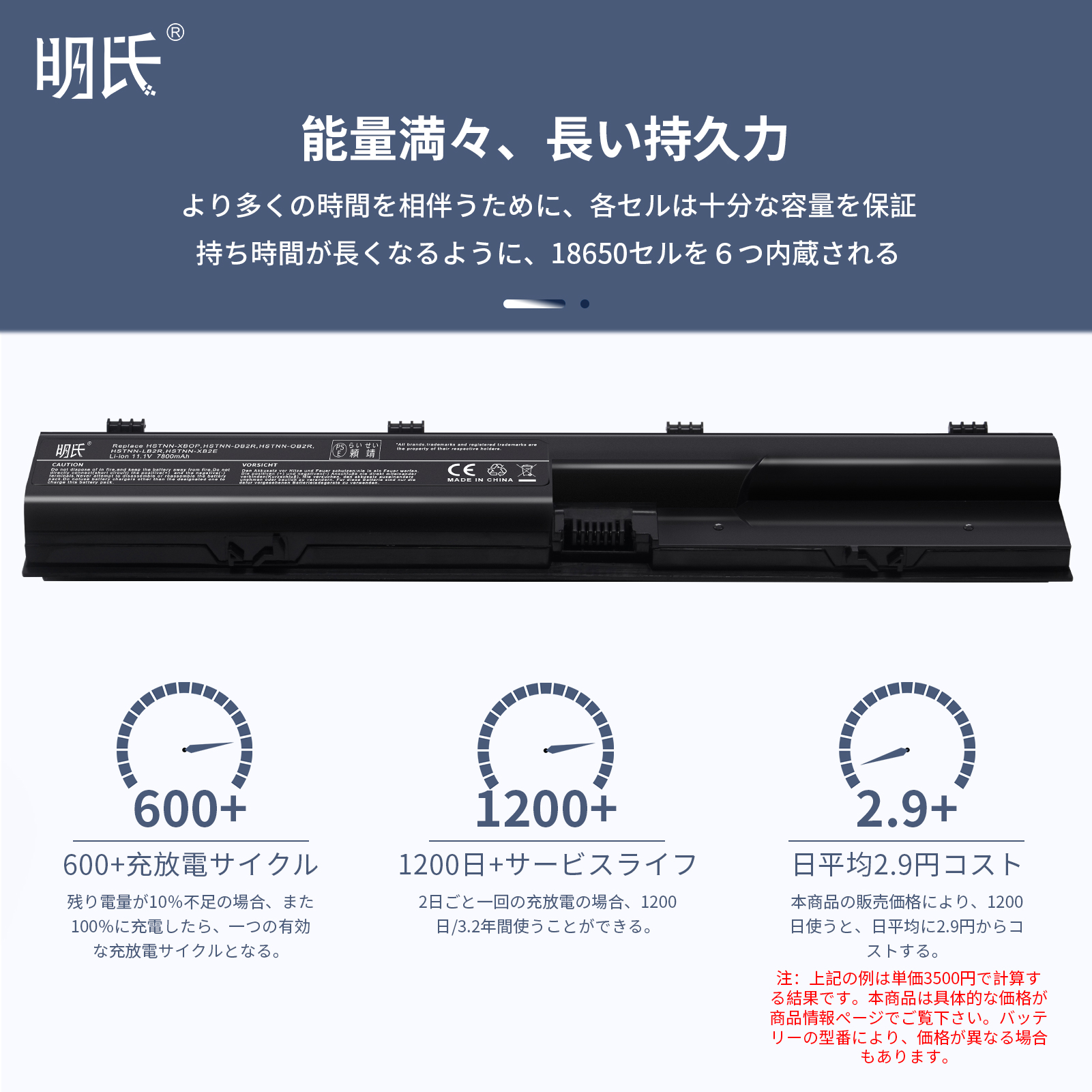 【minshi】HP PR06【6600mAh 10.8V】対応用 高性能 ノートパソコン 互換 バッテリー｜minshi｜03