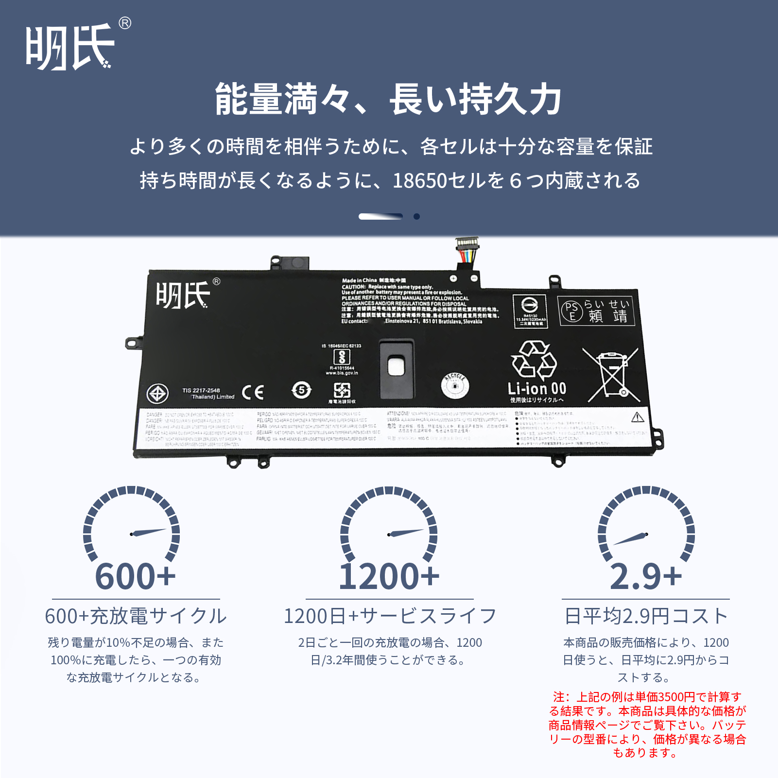【minshi】Lenovo SB10K97644【3325mAh 15.36V】TP00109B対応用 高性能 ノートパソコン 互換 バッテリー｜minshi｜03