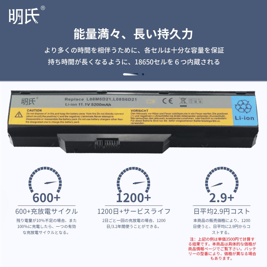 【minshi】LENOVO G230【5200mAh 11.1V】対応用 高性能 ノートパソコン 互換 バッテリー｜minshi｜03