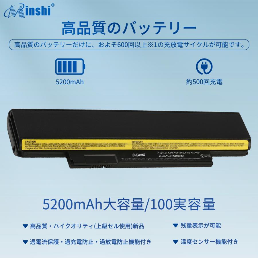 【minshi】 Lenovo レノボ FRU 42T4947【5200mAh 11.1V】対応用 高性能 ノートパソコン 互換 バッテリー｜minshi｜02