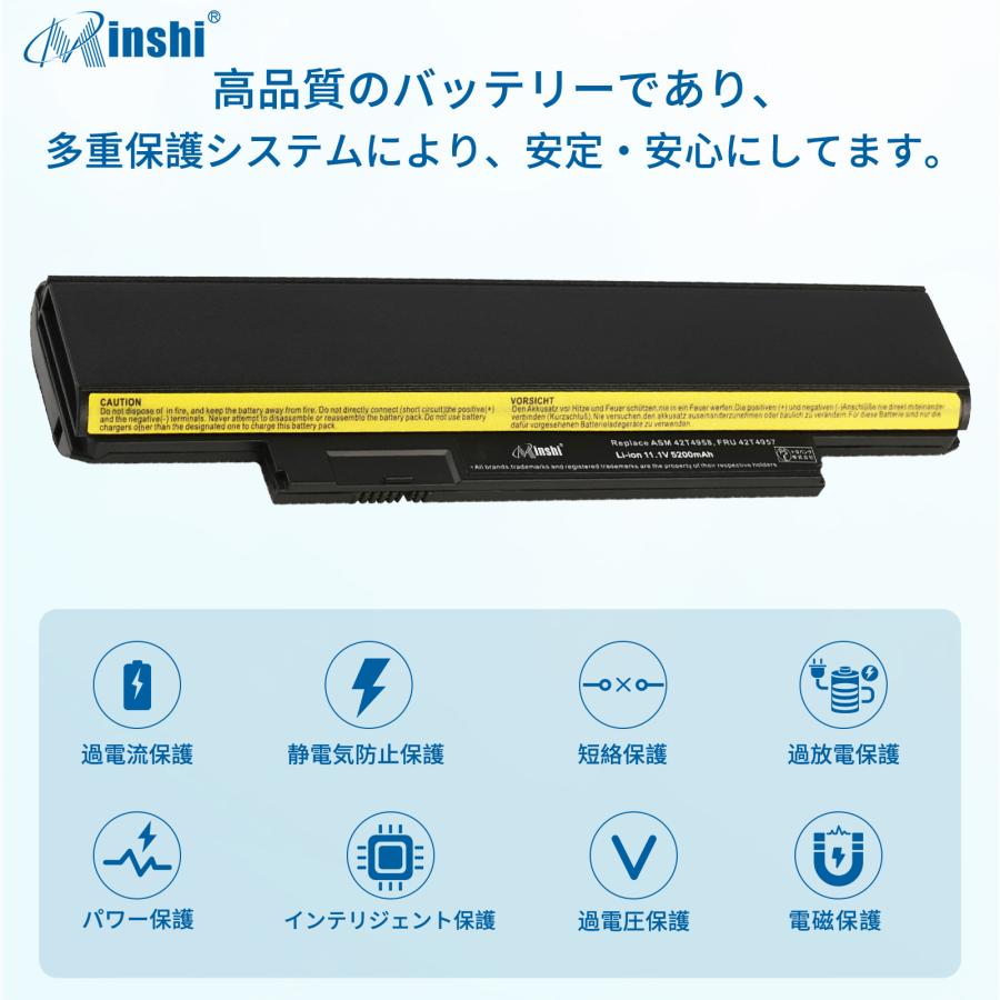 【minshi】 Lenovo レノボ Thinkpad E120【5200mAh 11.1V】対応用 高性能 ノートパソコン 互換 バッテリー｜minshi｜03