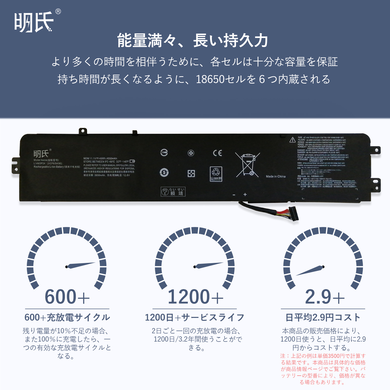 【minshi】Lenovo IdeaPad 700-17ISK(80RV0033GE)【4050mAh 11.1V】 高性能  互換 バッテリー｜minshi｜06