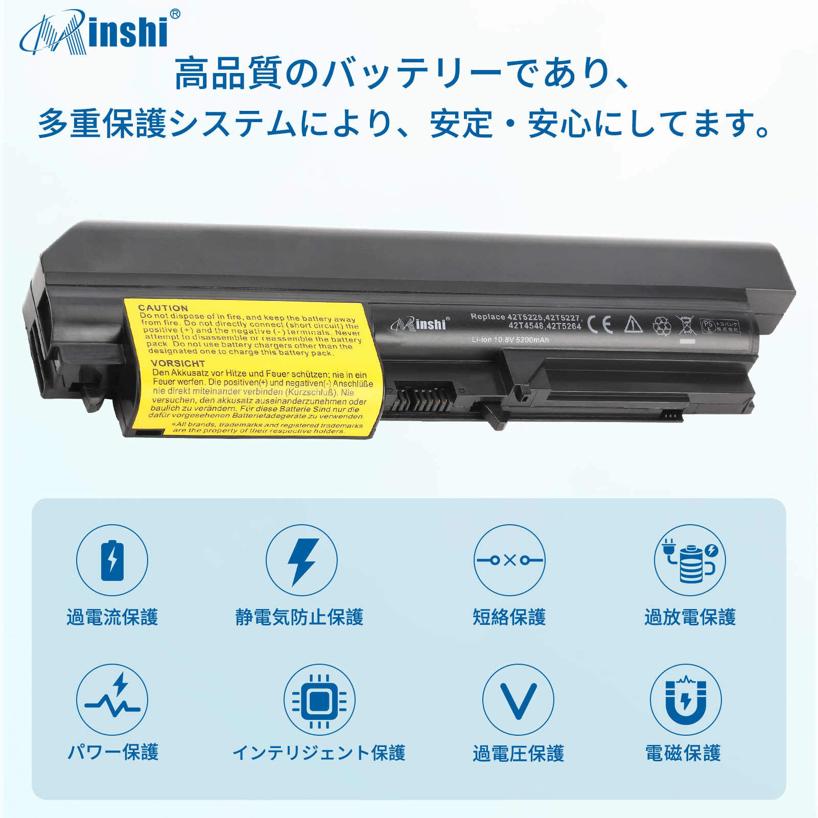【1年保証】 minshi Lenovo T61p 対応 互換バッテリー 5200mAh  PSE認定済 高品質交換用バッテリー｜minshi｜03