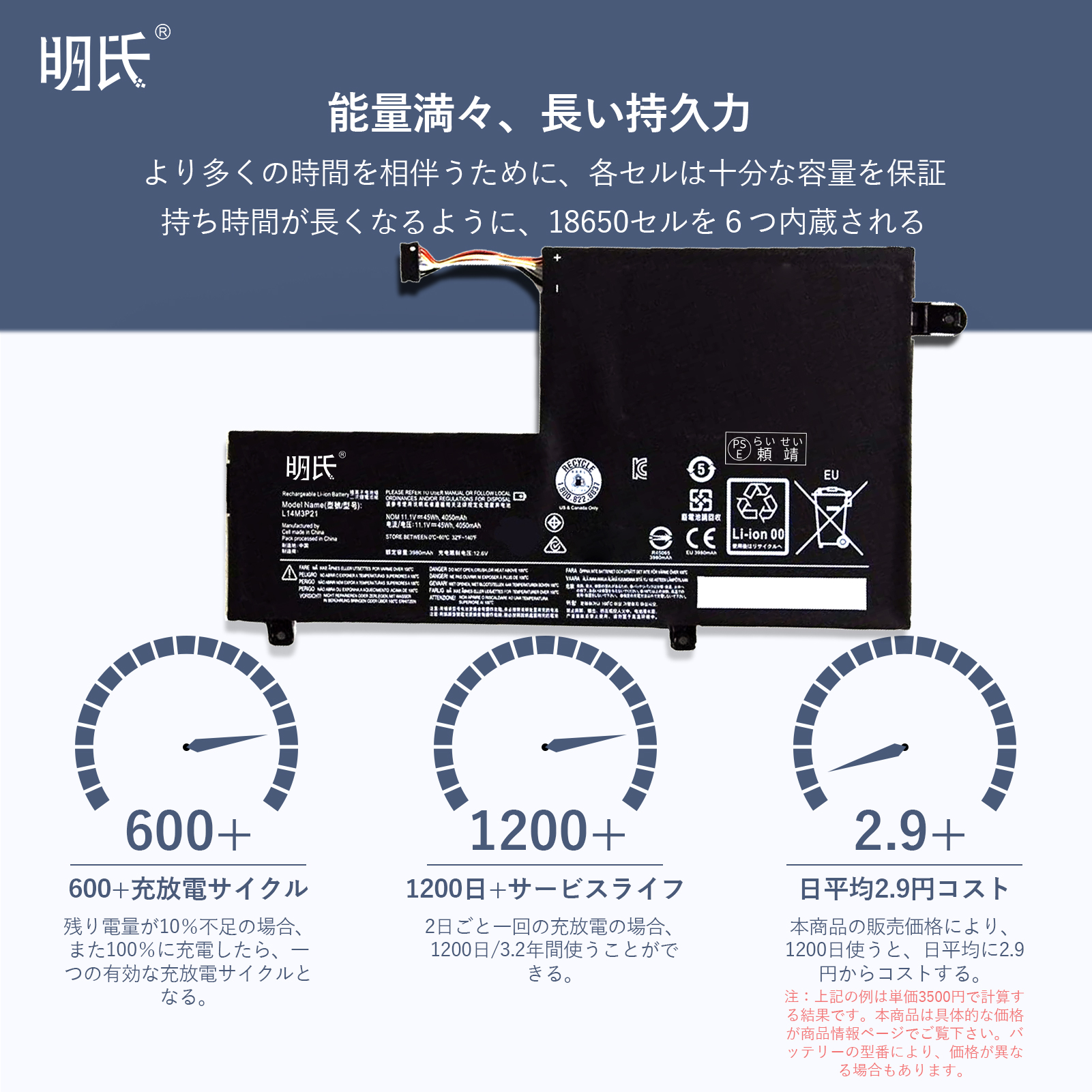 【1年保証】 minshi Lenovo 500-14ACL 対応 互換バッテリー 4054mAh PSE認定済 高品質交換用バッテリー｜minshi｜05