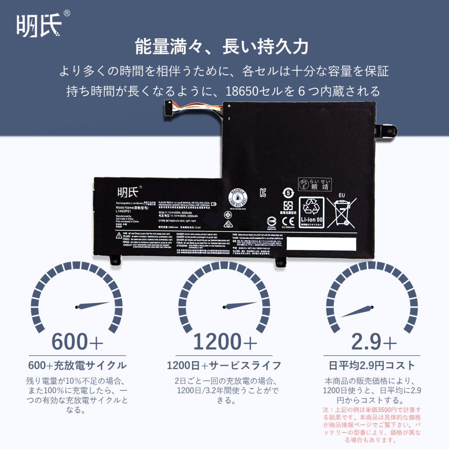 【1年保証】 minshi Lenovo 2-1580 対応 互換バッテリー 4054mAh PSE認定済 高品質交換用バッテリー｜minshi｜05