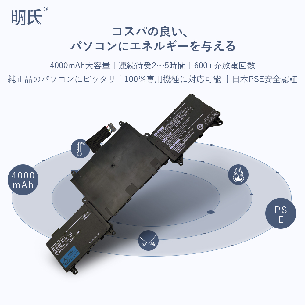 【1年保証】 minshi NEC PC-LZ650SSB PC-VP-BP94 PC-VP-BP95対応 互換バッテリー 4000mAh PSE認定済 高品質交換用バッテリー