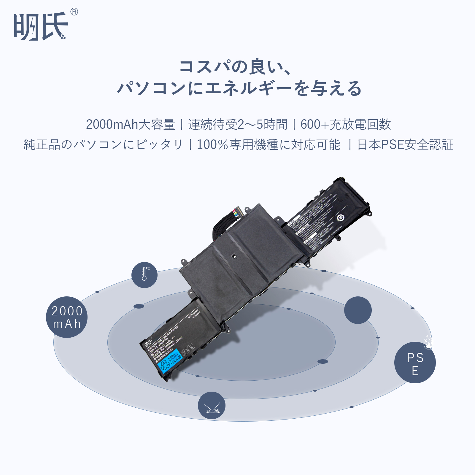 至上Minshi NEC PC-HZ550FAB HZ750 4000mAh Hybrid 互換バッテリー 高