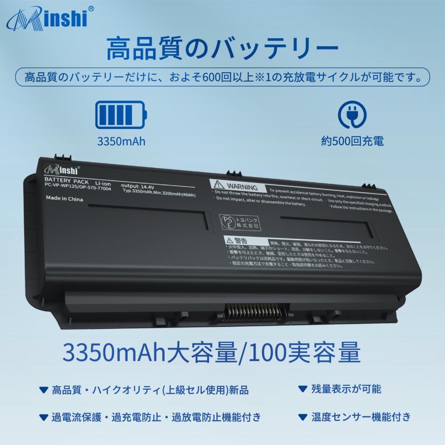 【minshi】NEC PC-NS750AAシリーズ【3350mAh 14.4V】対応用 PC-VP-WP125 高性能 ノートパソコン互換 バッテリー｜minshi｜02