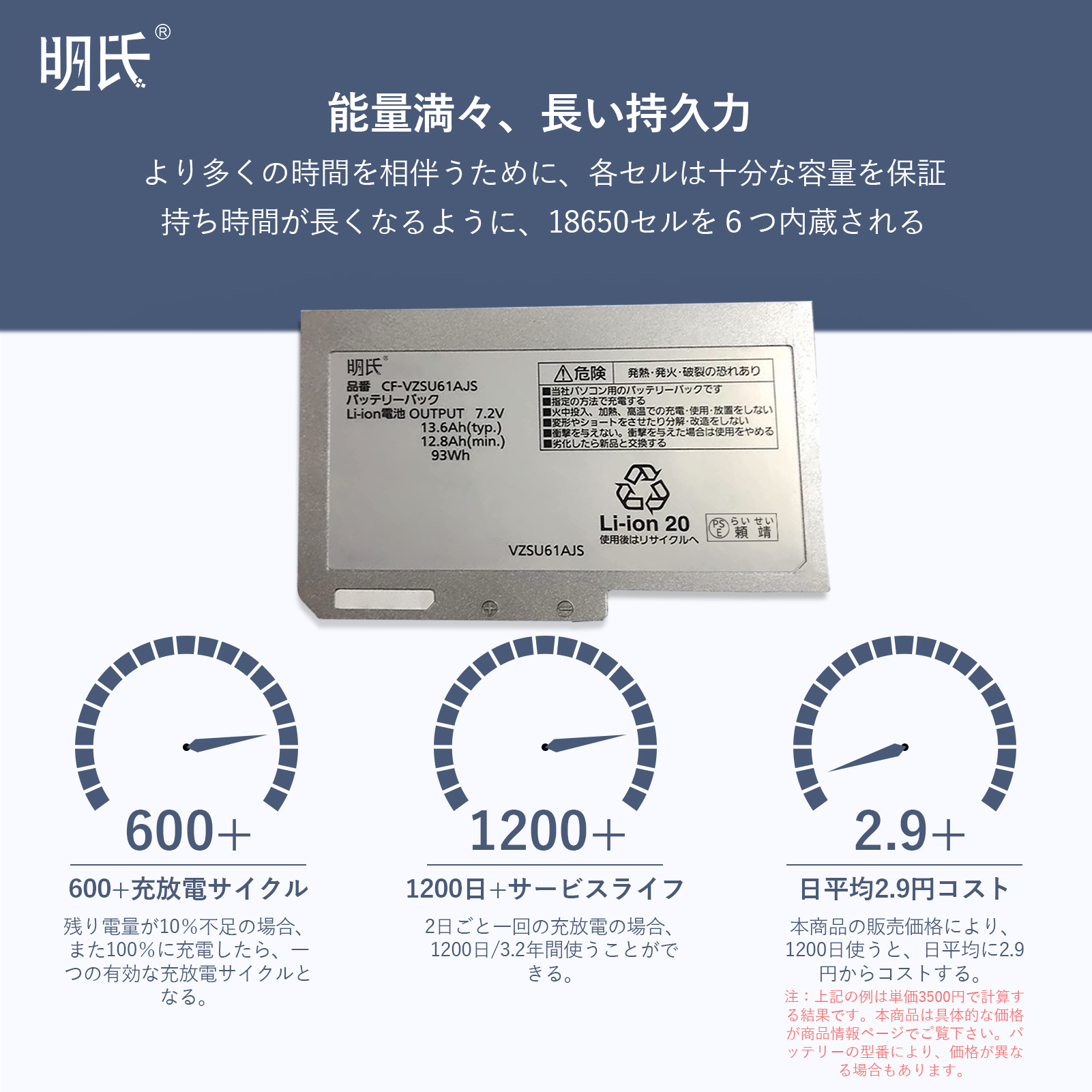 【1年保証】 minshi Panasonic CF-S10 対応 互換バッテリー 13600mAh PSE認定済 高品質交換用バッテリー｜minshi｜06