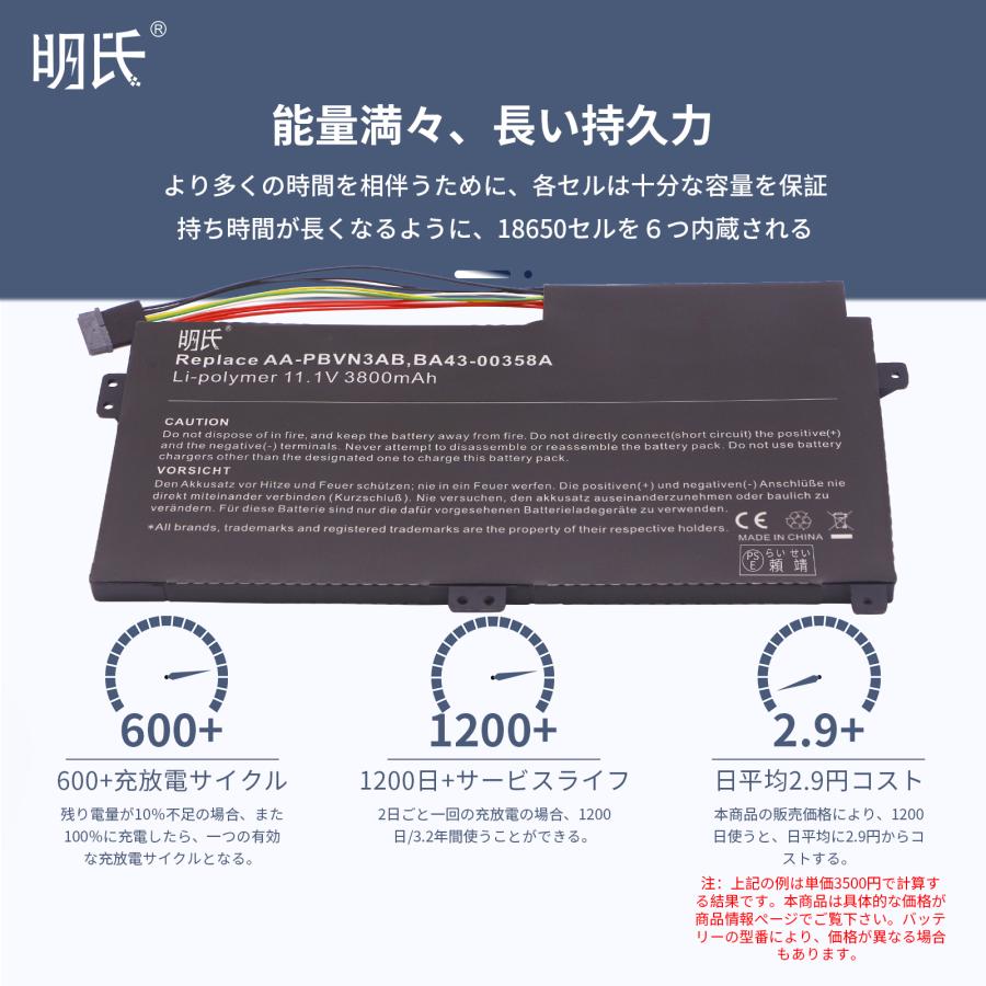 【minshi】SAMSUNG 5 510R5E【3800mAh 11.1V】対応用 高性能 ノートパソコン 互換 バッテリー｜minshi｜03