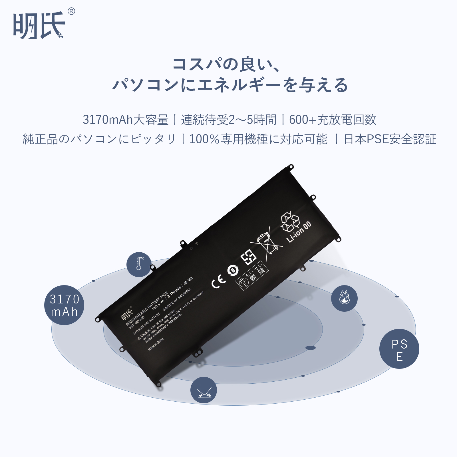 【1年保証】 minshi SONY SVF15N18DJB 対応 互換バッテリー 3200mAh PSE認定済 高品質交換用バッテリー