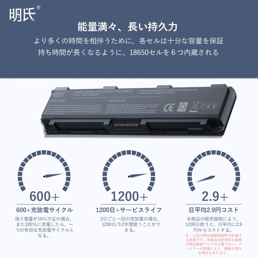 【増量】TOSHIBA Dynabook T552 用 PABAS260 Dynabook Satellite T642【日本セル・6セル】 minshi 高性能 ノートパソコン 互換 バッテリー｜minshi｜05