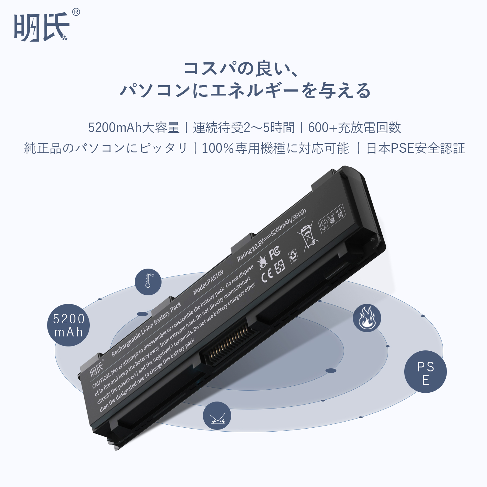 【1年保証】 minshi C55 対応 5200mAh PSE認定済 高品質互換バッテリーWHD｜minshi
