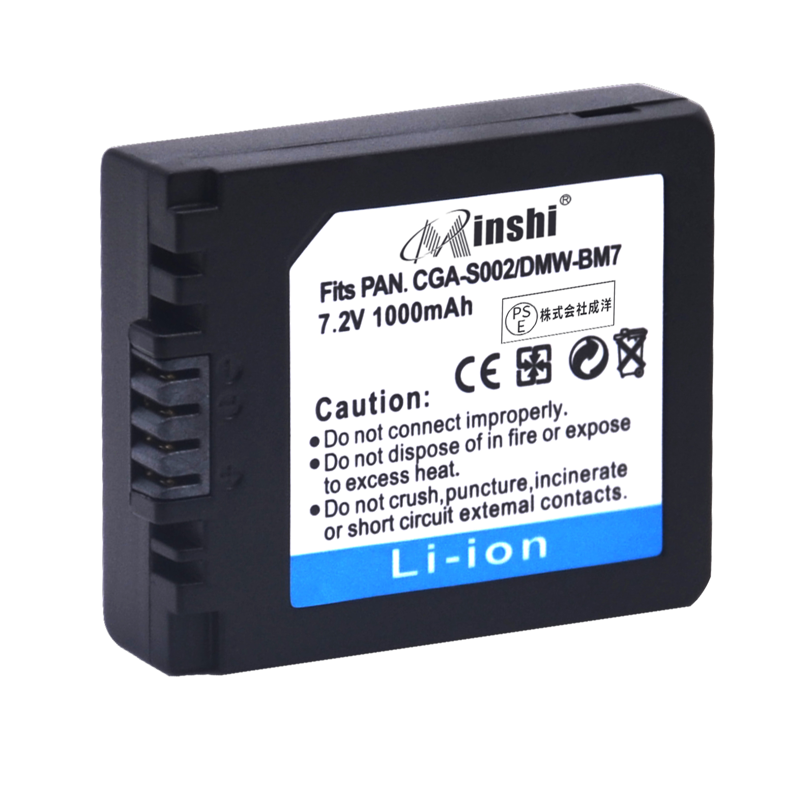 【1年保証】minshi CGA-S002E【1000mAh 7.2V】PSE認定済 高品質 DMW-BM7互換バッテリーPHB